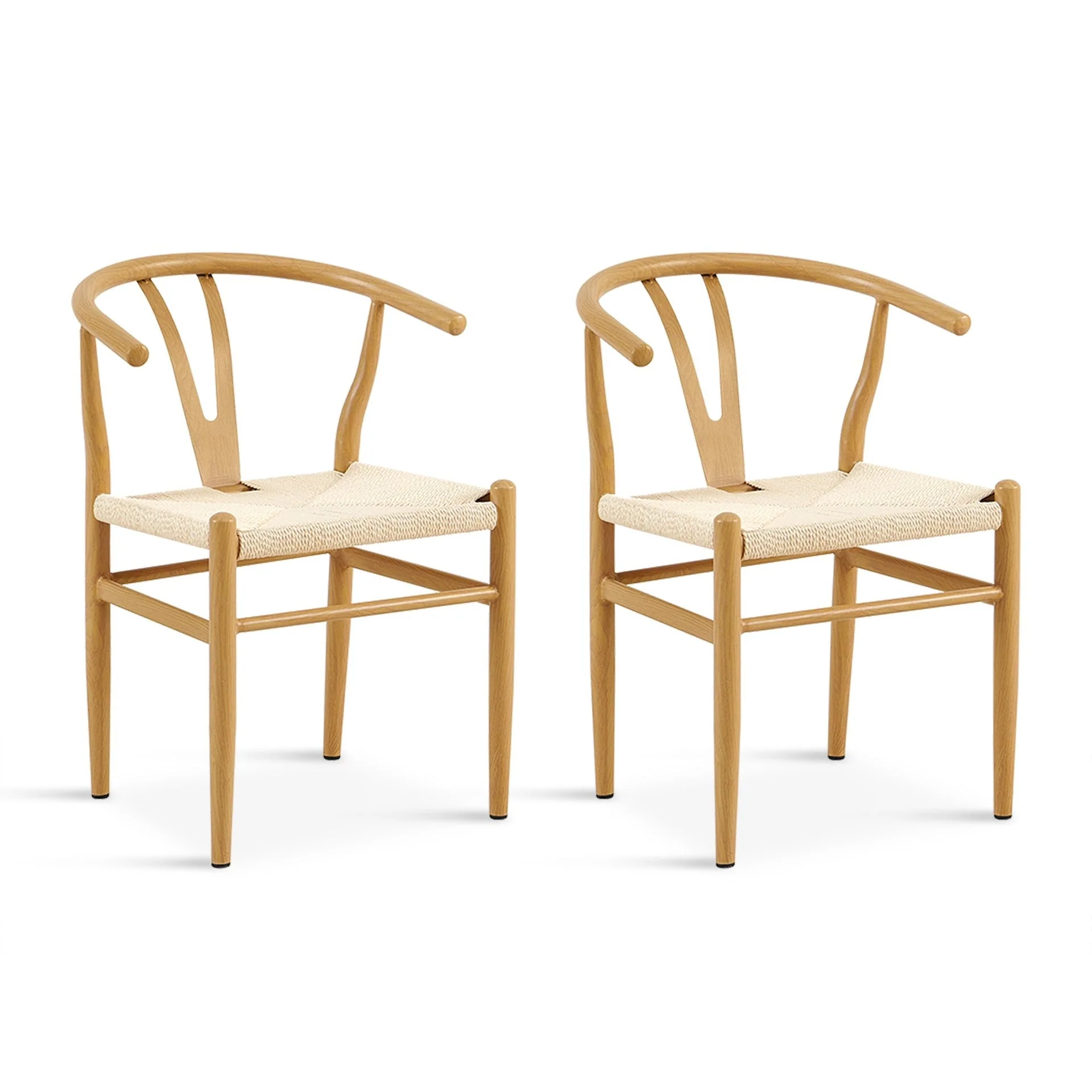 Winter Rope Seat Dining Chair Wishbone Chair Replica - Set of 2 - Natural - Image 5