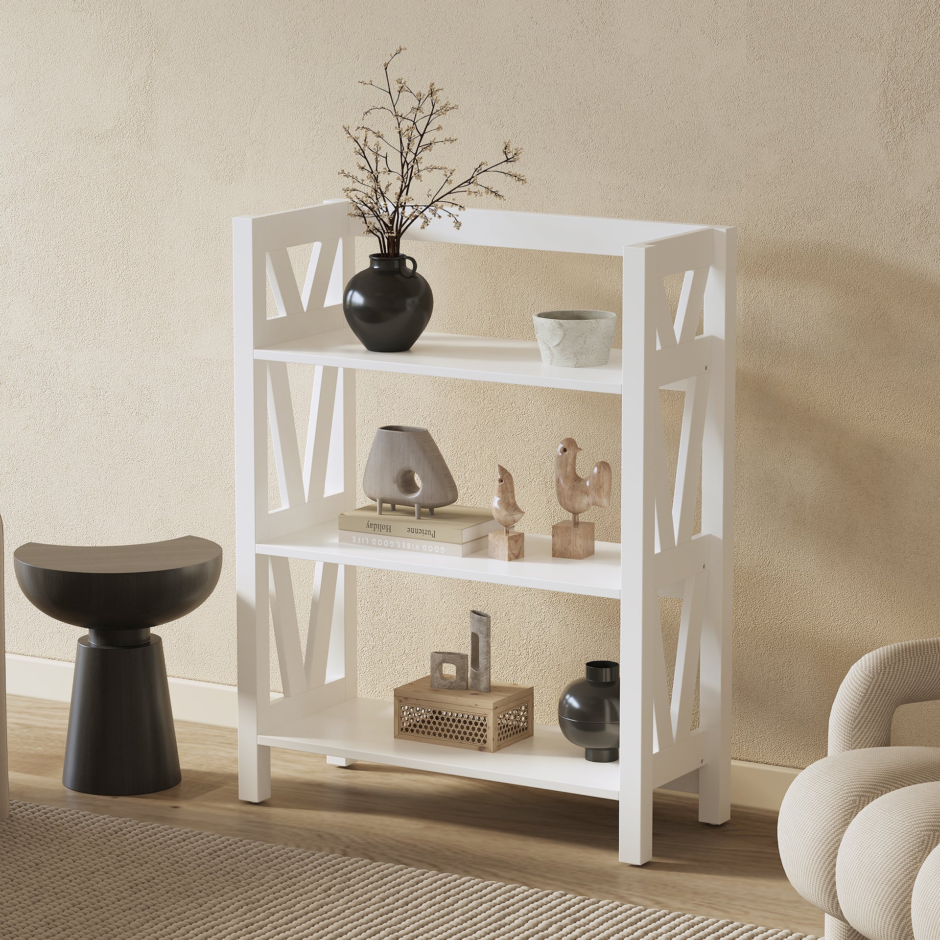 Wister 3 Tier Bookshelf - White - Image 3
