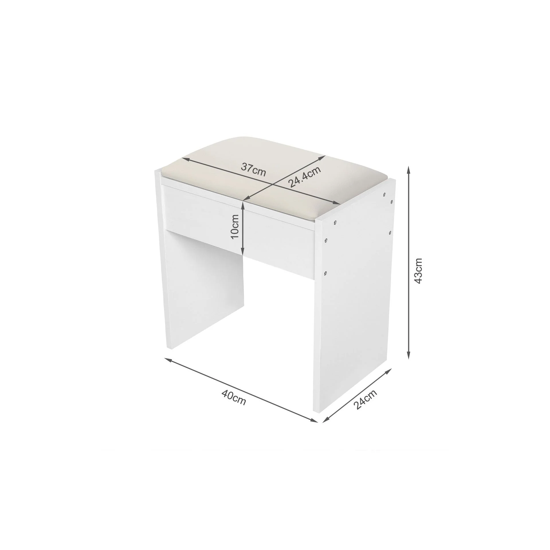 Wisteria 2 Piece Dressing Table with Mirror & Stool Set - White - Image 10