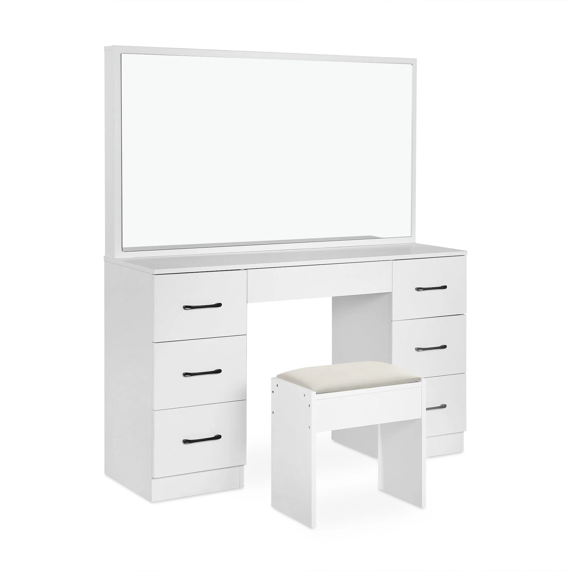 Wisteria 2 Piece Dressing Table with Mirror & Stool Set - White - Image 7