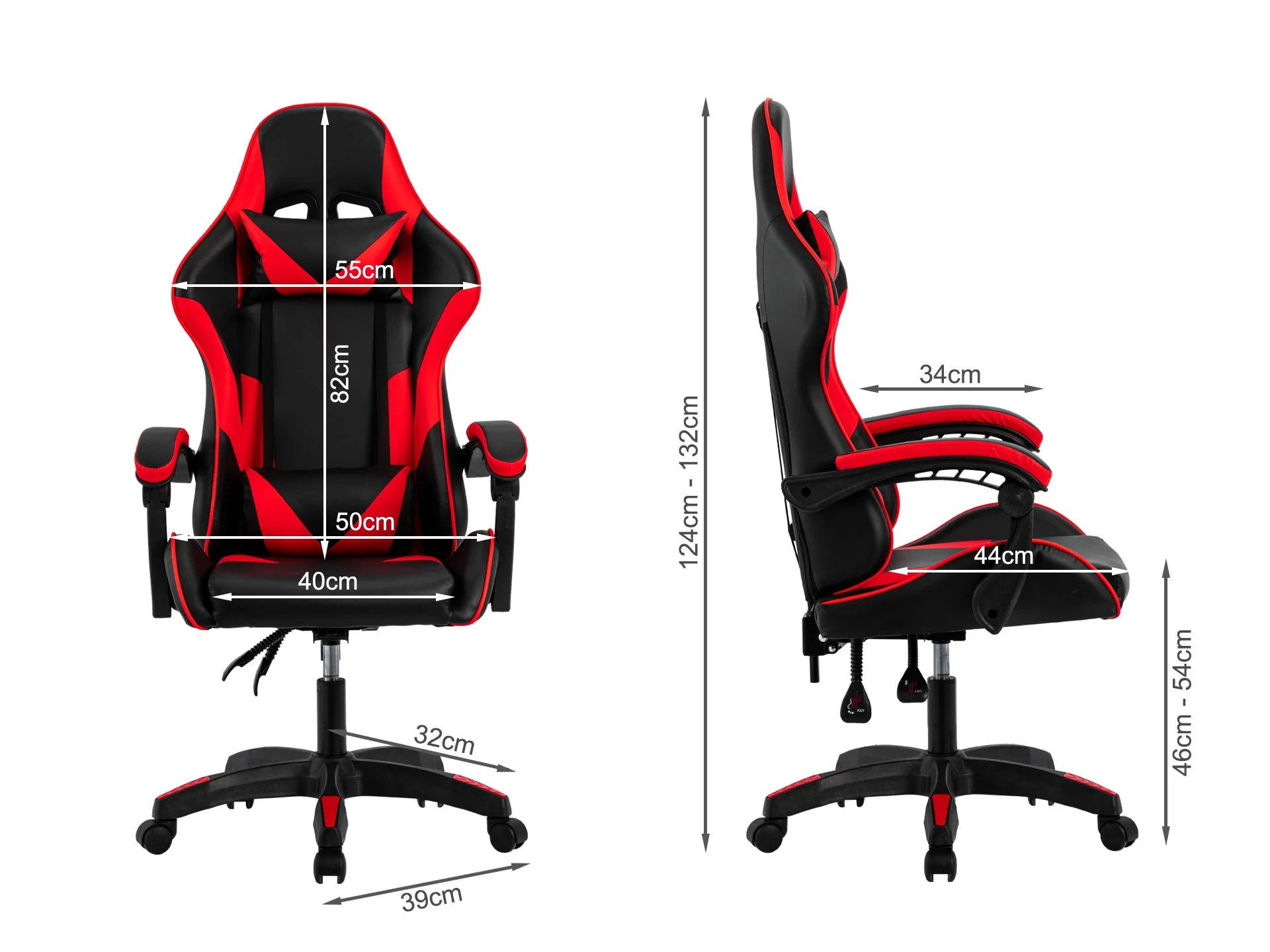 Wizards Gaming Chair - Black + Red - Image 10