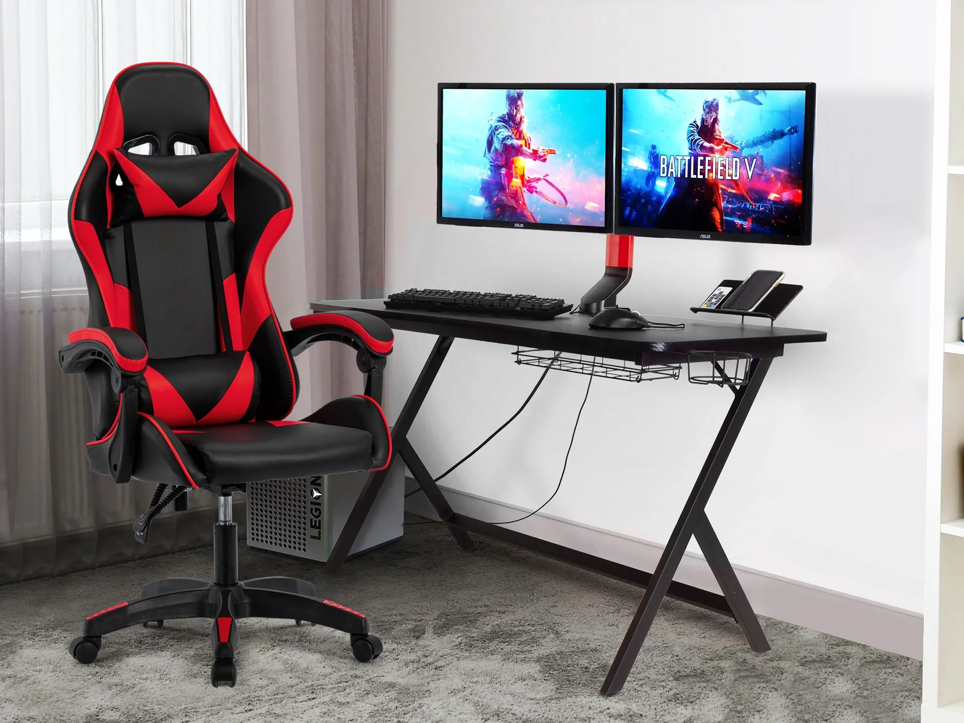 Wizards Gaming Chair - Black + Red - Image 2