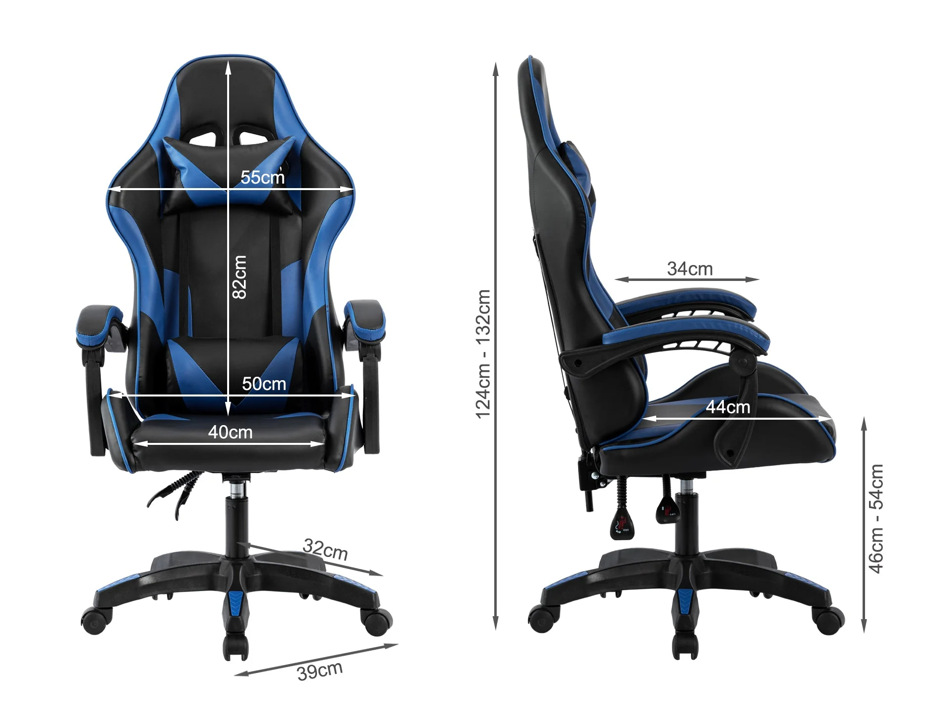 Wizards Gaming Chair - Blue + Black - Image 10