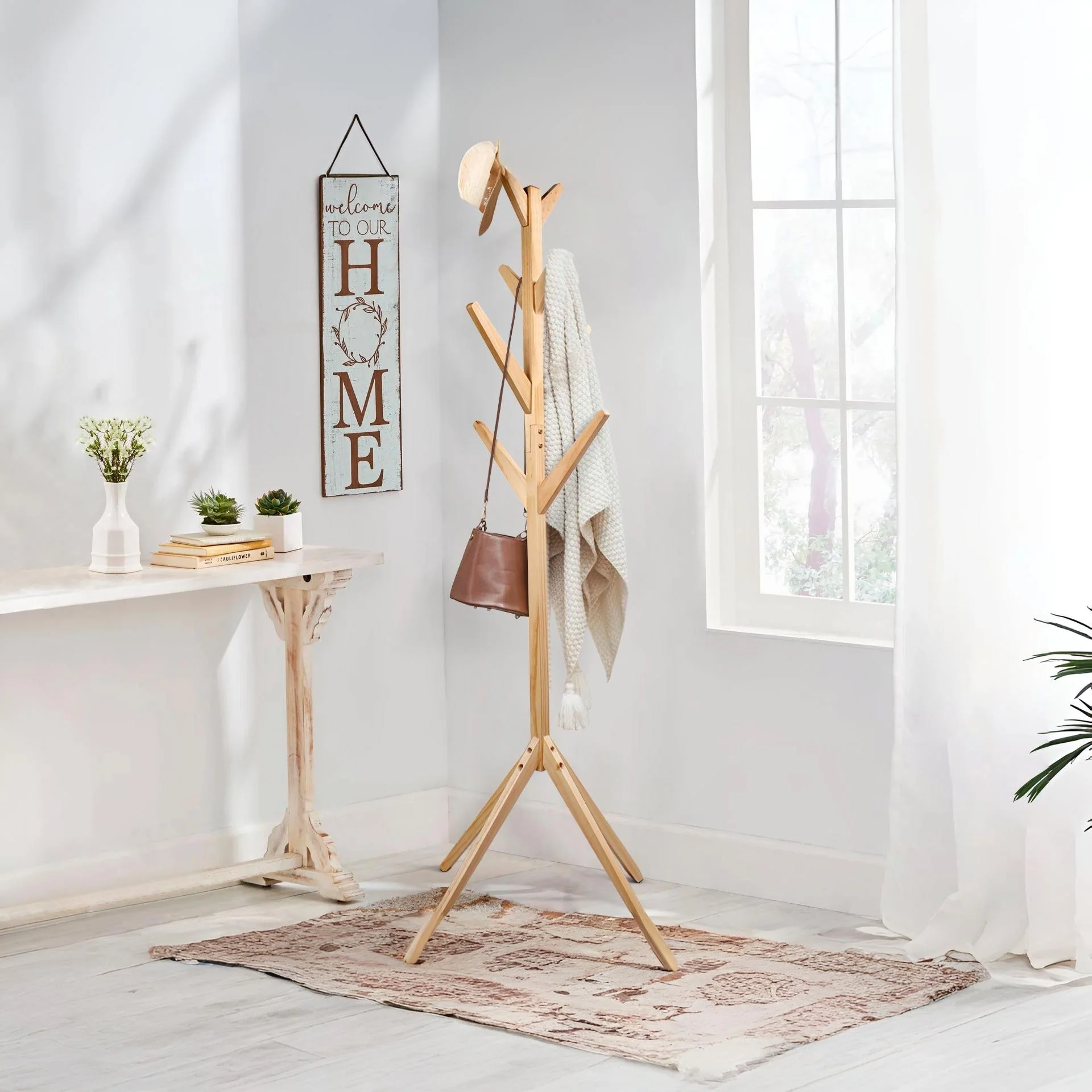 Wooden Clothes Rack Coat Hanger Stand - Wood
