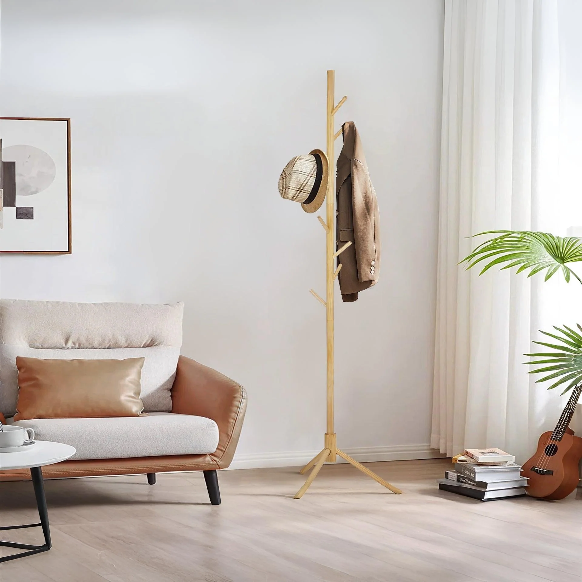 Wooden Clothes Rack Coat Rack Stand - Wood