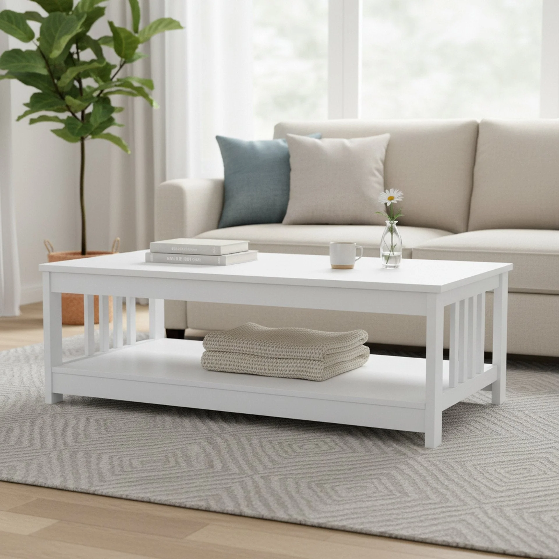 Wular Rectangle Coffee Table - White - Image 2