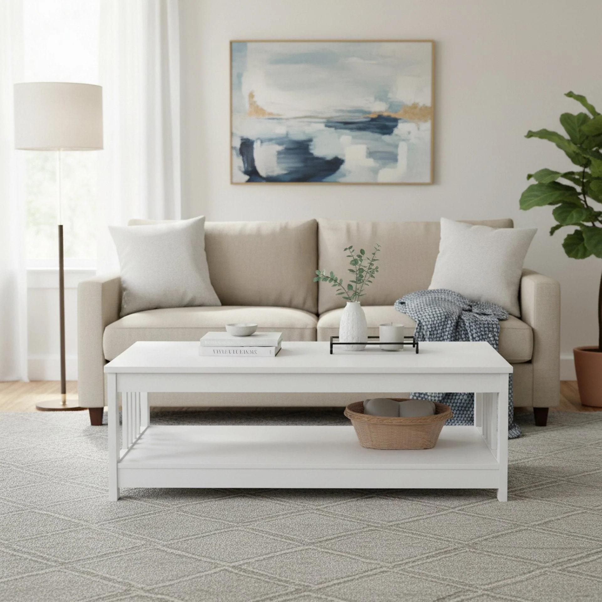 Wular Rectangle Coffee Table - White - Image 3