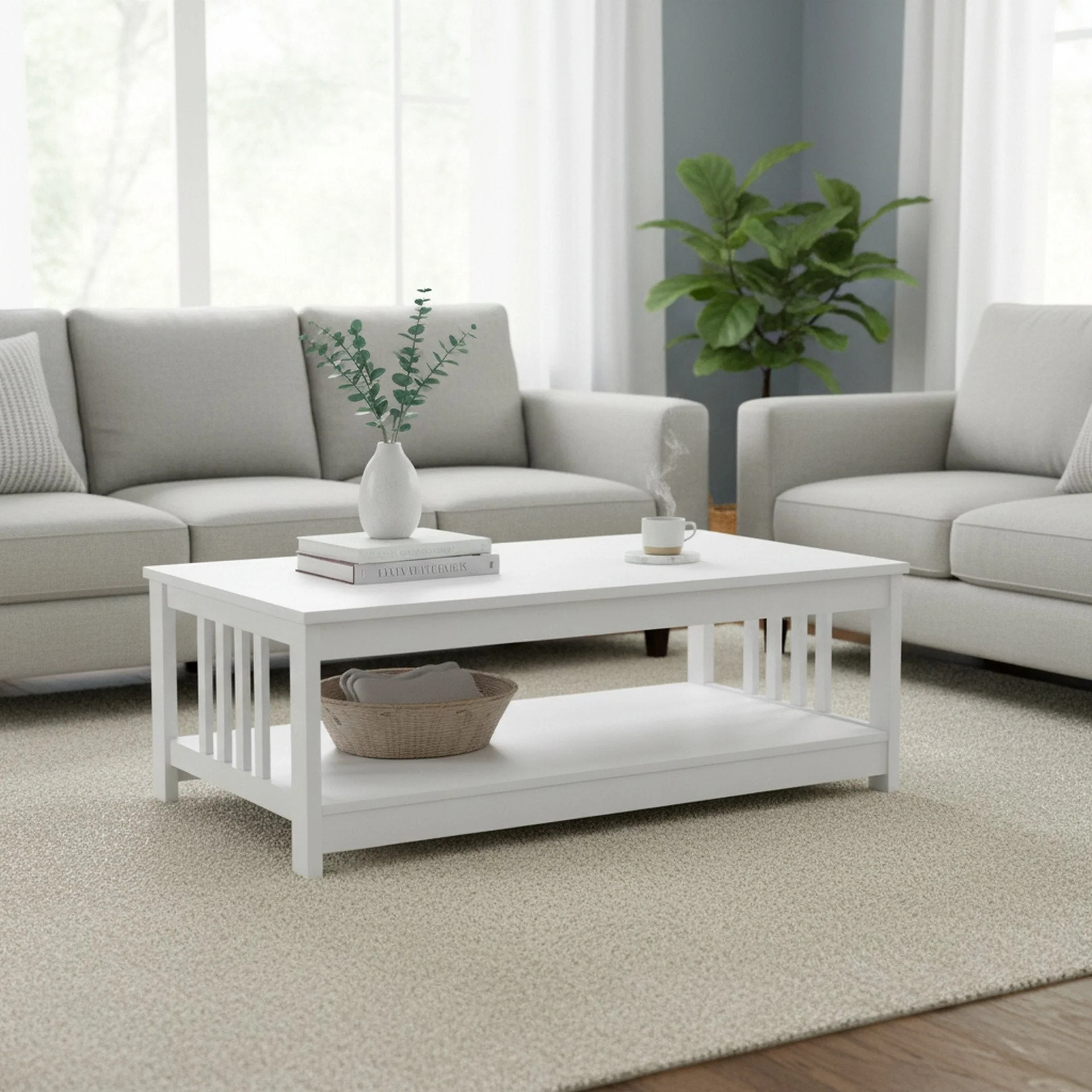 Wular Rectangle Coffee Table - White - Image 4