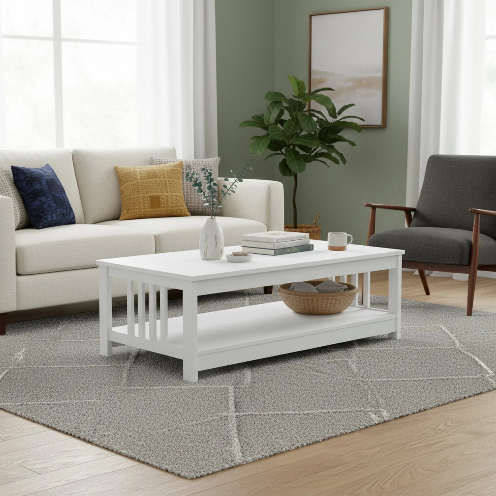 Wular Rectangle Coffee Table - White - Image 5