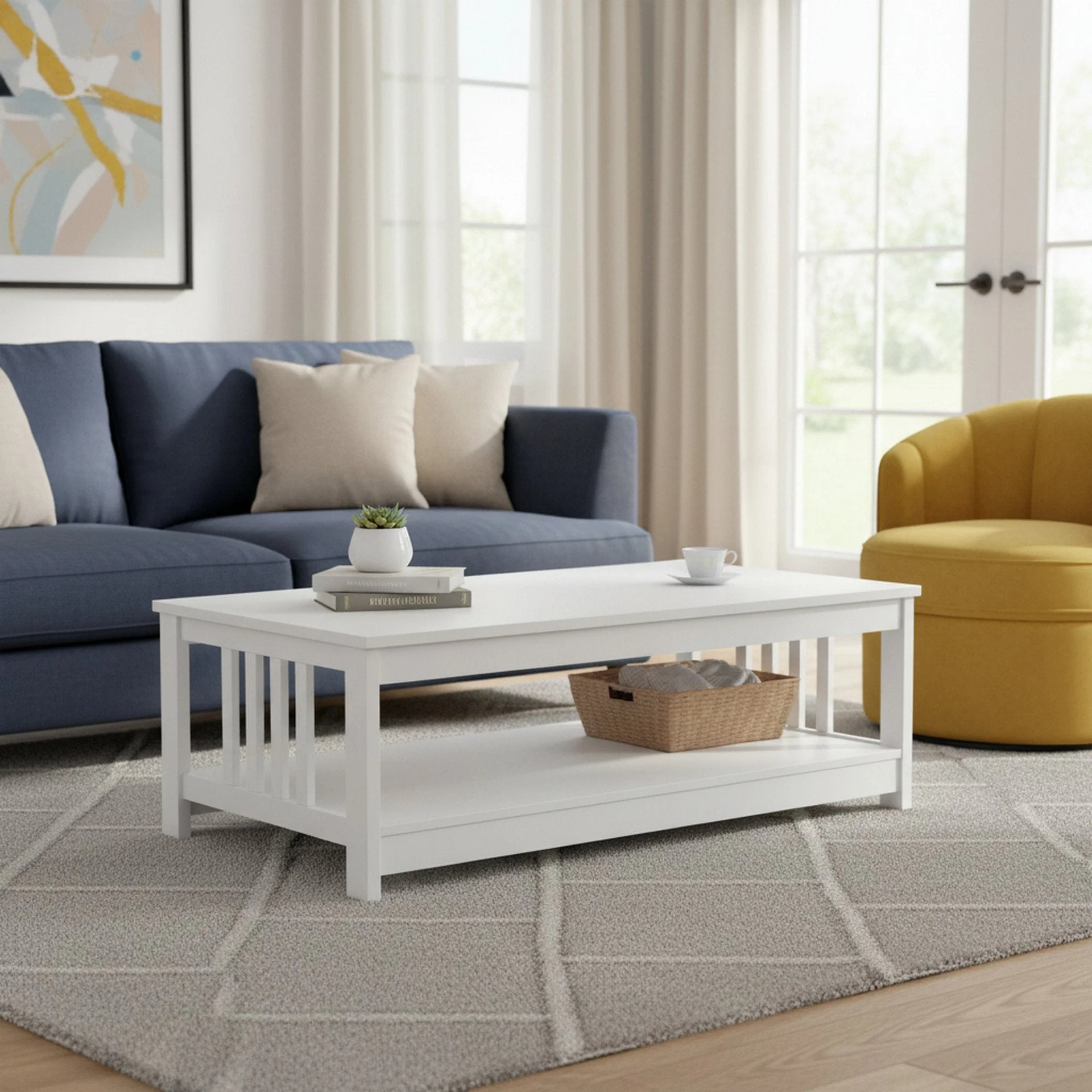 Wular Rectangle Coffee Table - White - Image 6