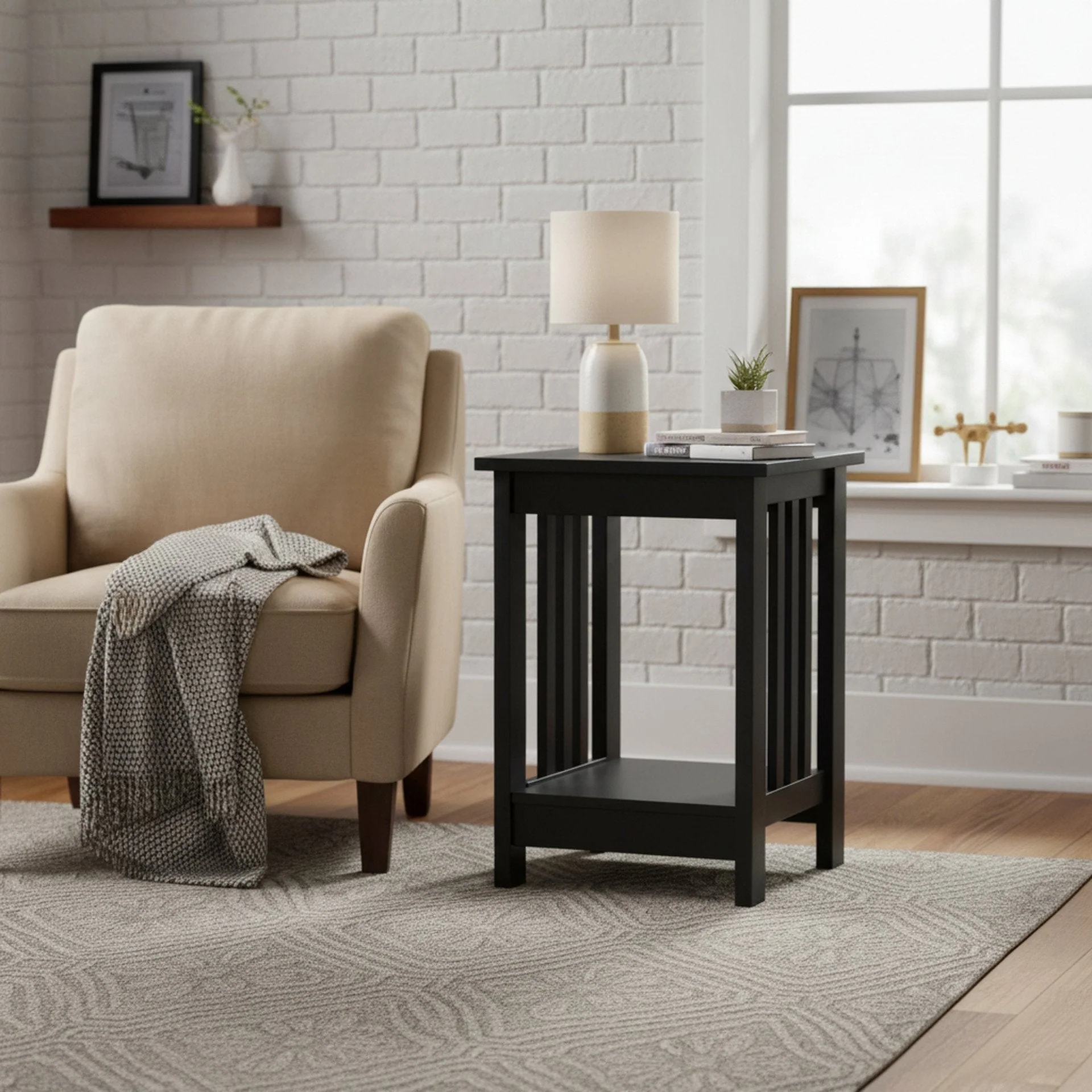 Wular Square Side Table Coffee Table - Black - Image 4