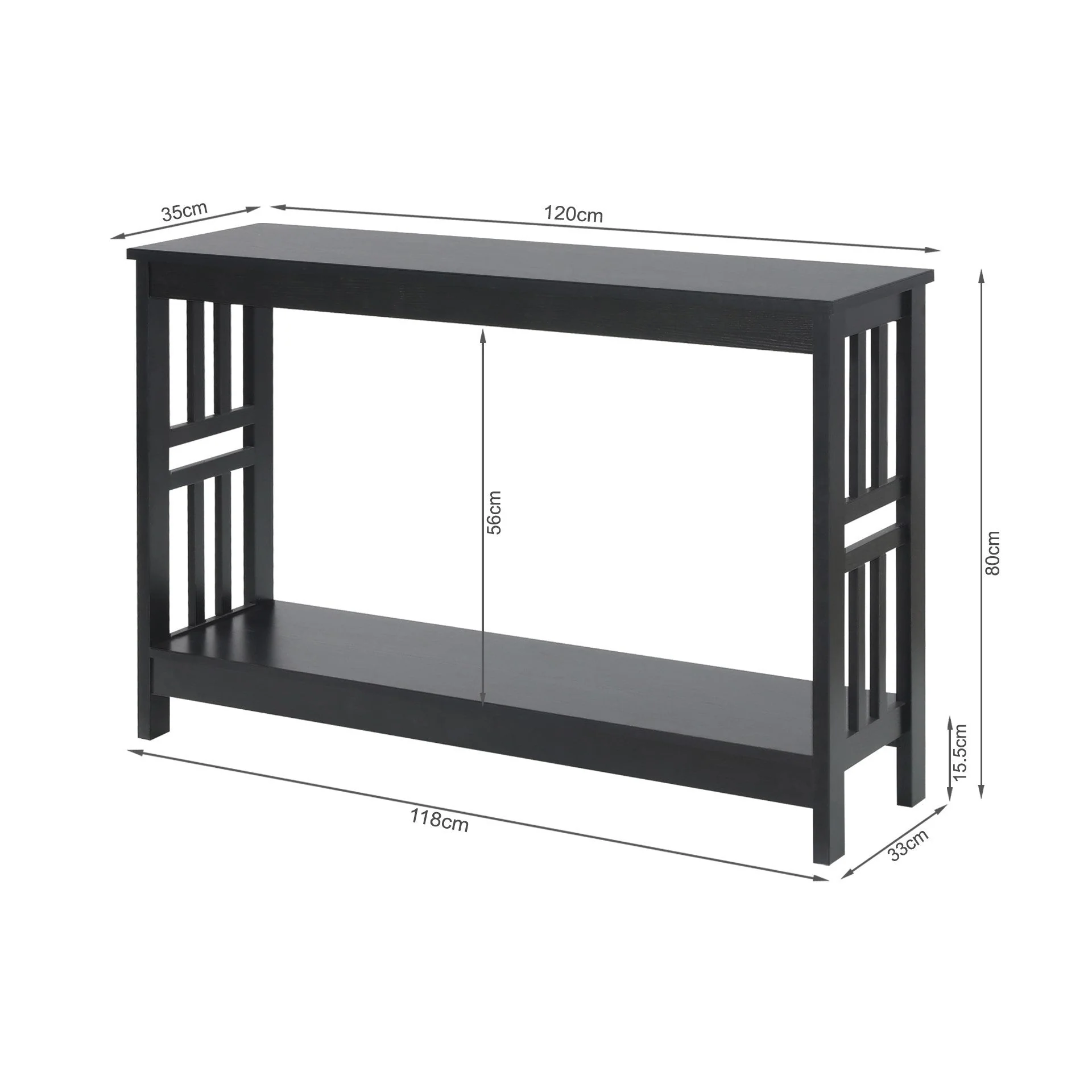Wular Wooden Console Table - Black - Image 12
