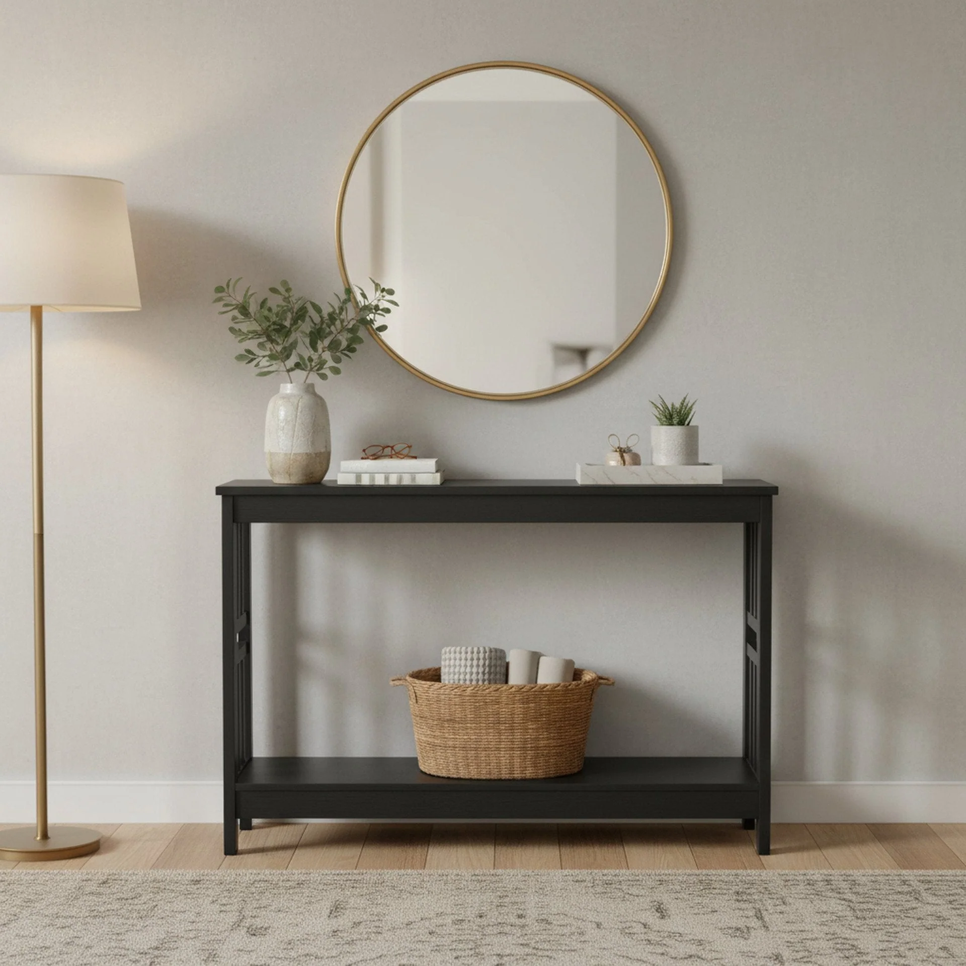 Wular Wooden Console Table - Black - Image 3