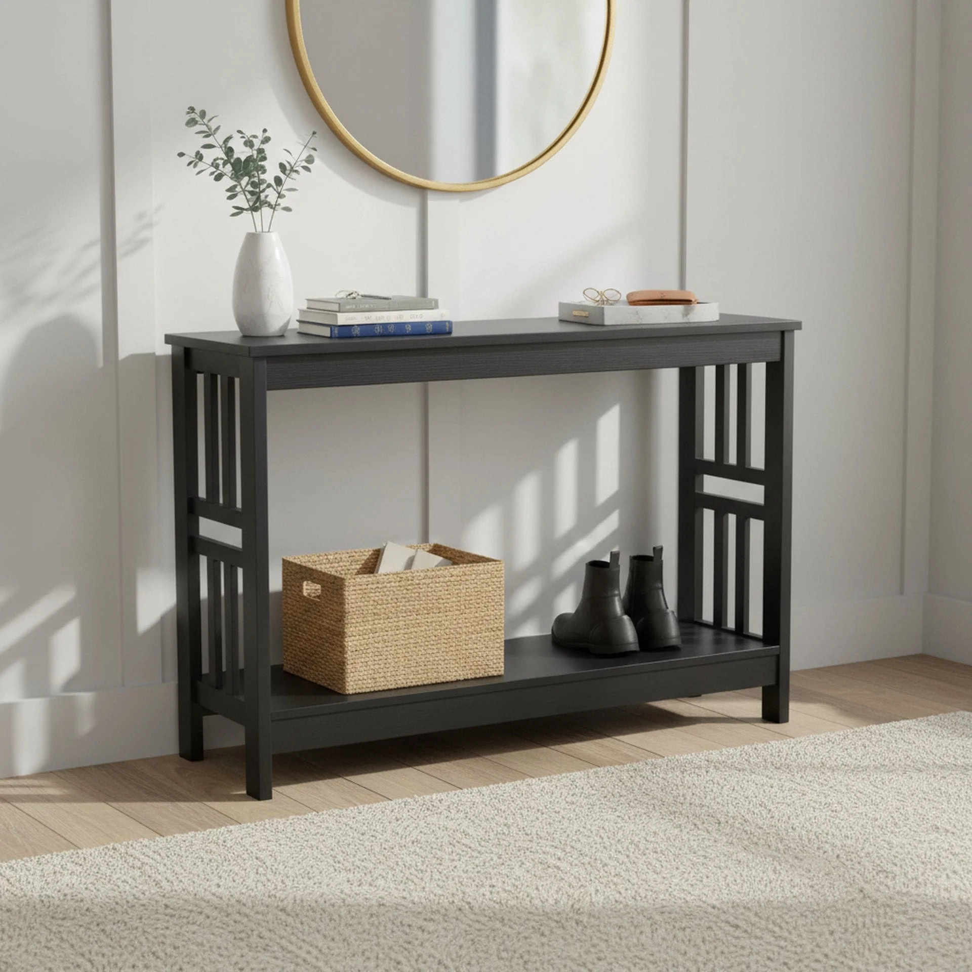 Wular Wooden Console Table - Black - Image 4