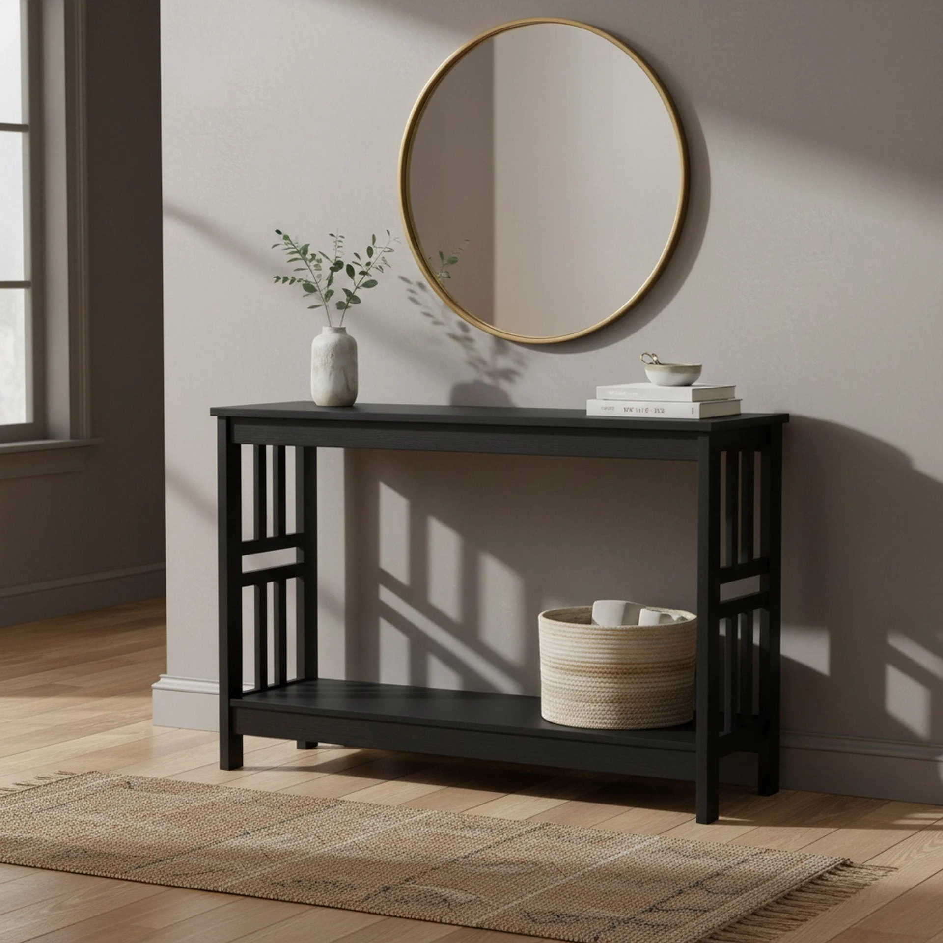 Wular Wooden Console Table - Black - Image 5