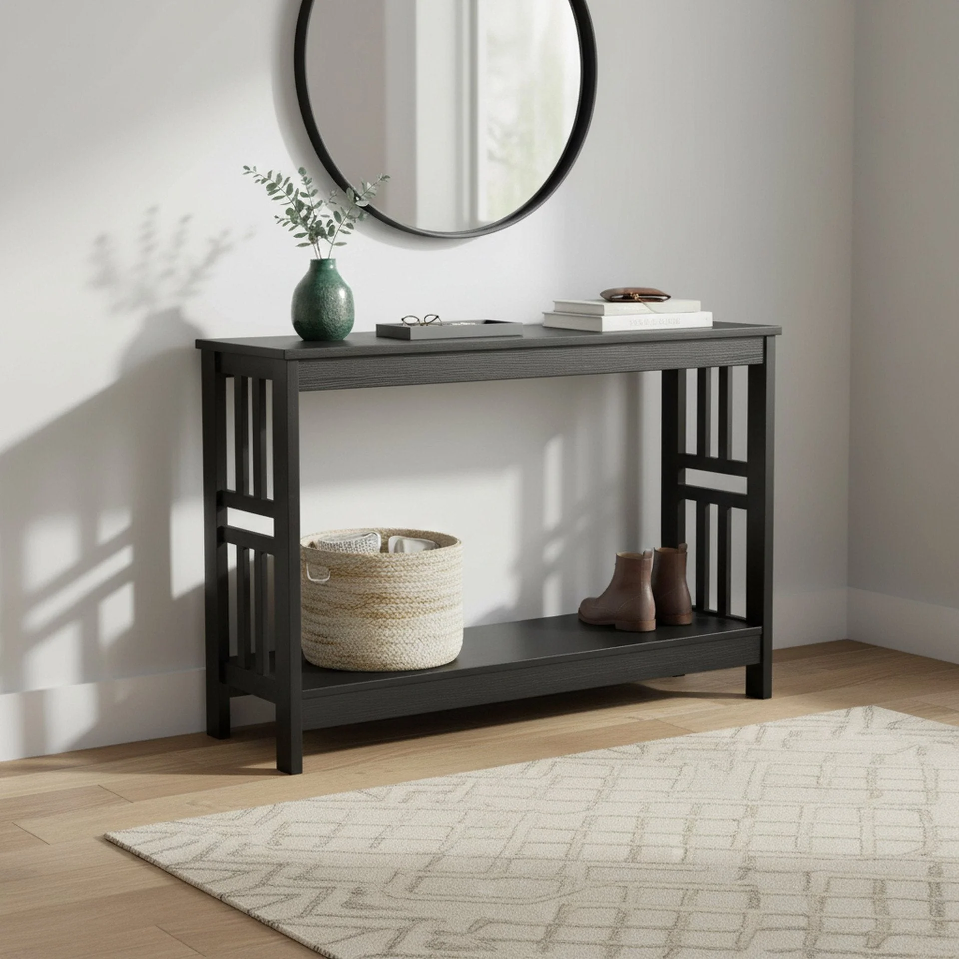 Wular Wooden Console Table - Black - Image 7