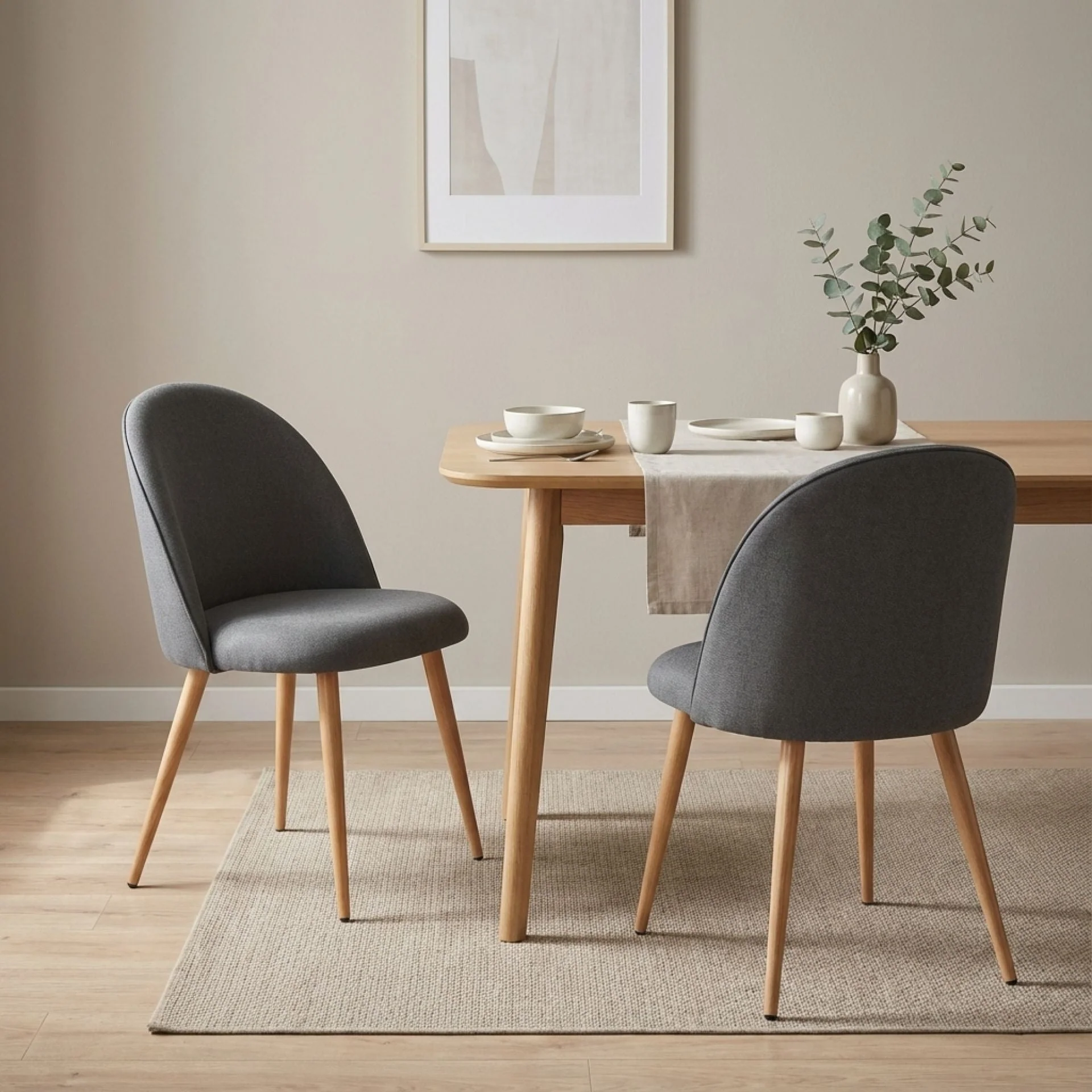 Wyatt Linen Dining Chair - Set of 2 - Dark Grey