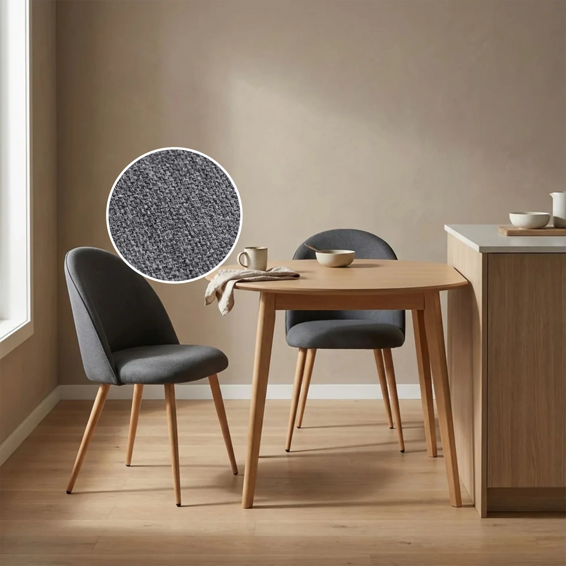 Wyatt Linen Dining Chair - Set of 2 - Dark Grey - Image 2