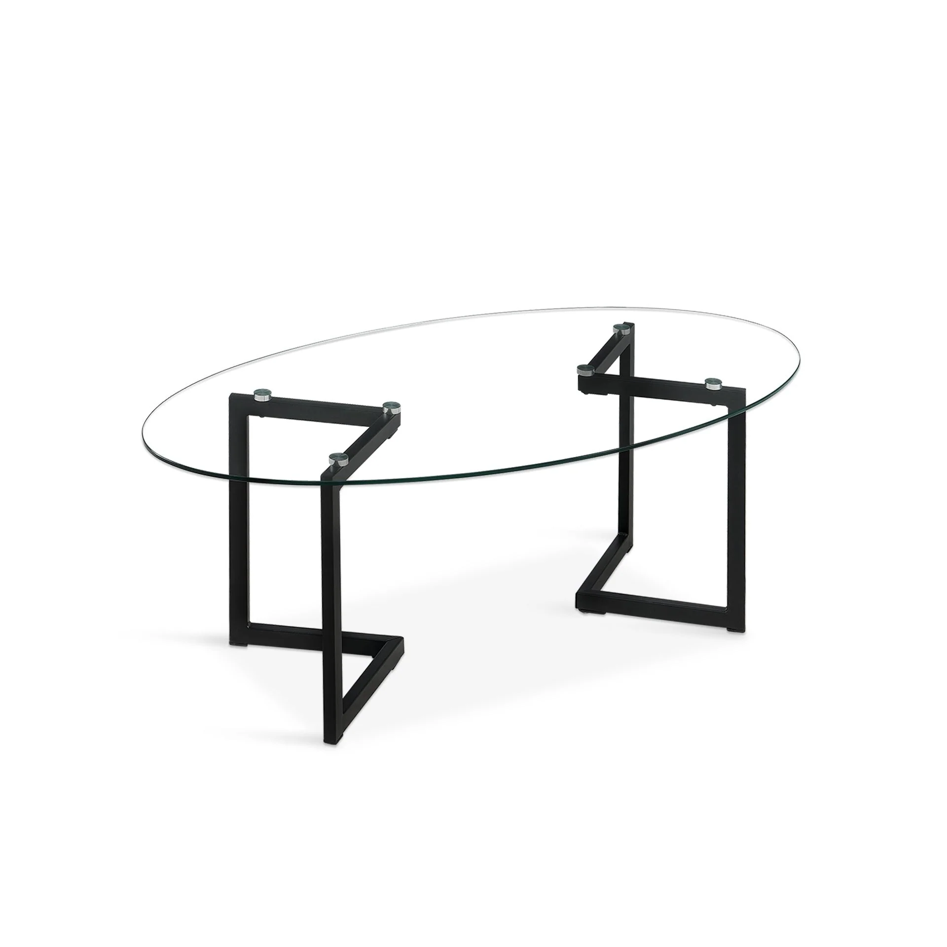 Wynter Tempered Glass Oval Coffee Table 120 x 60cm - Transparent + Black - Image 7