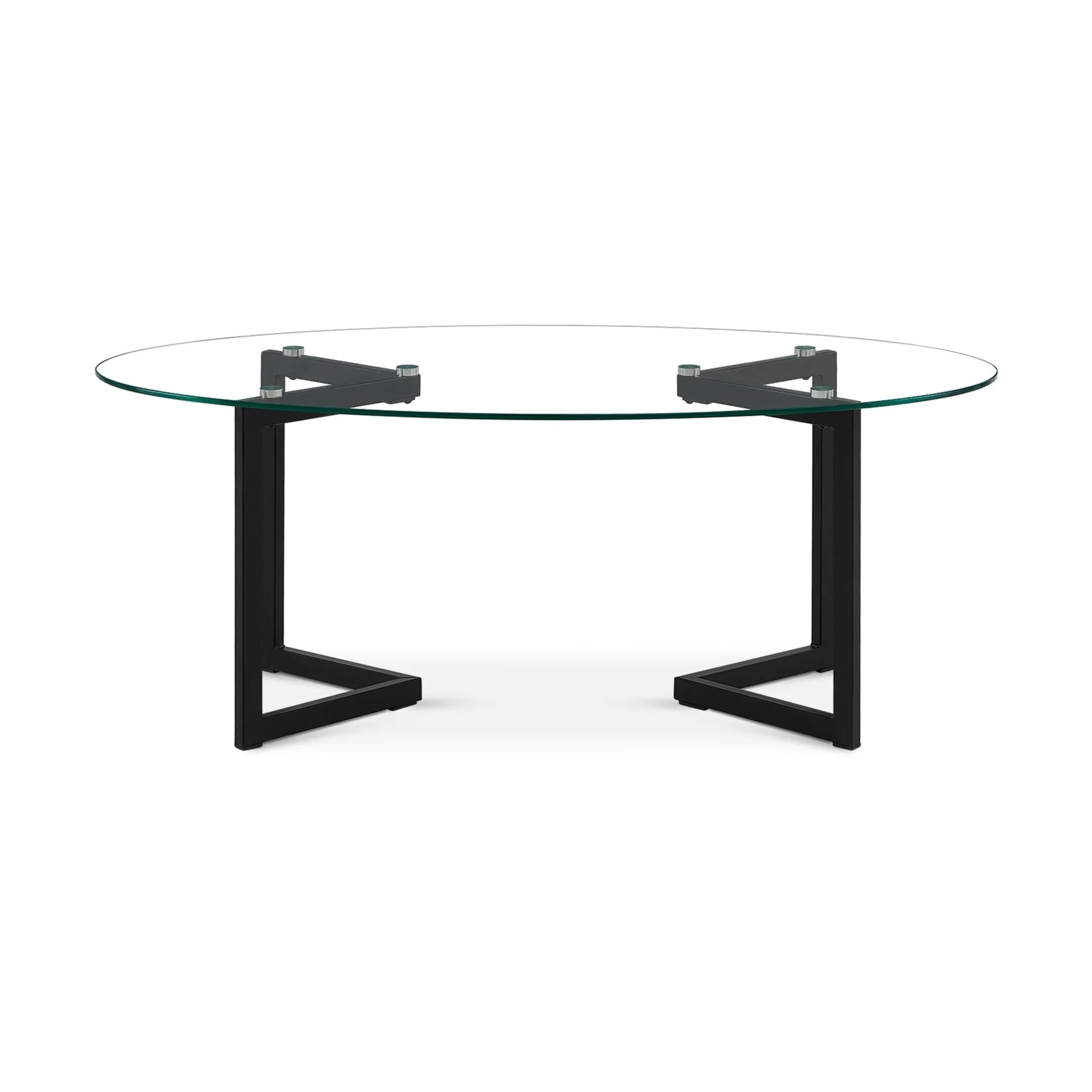 Wynter Tempered Glass Oval Coffee Table 120 x 60cm - Transparent + Black - Image 8