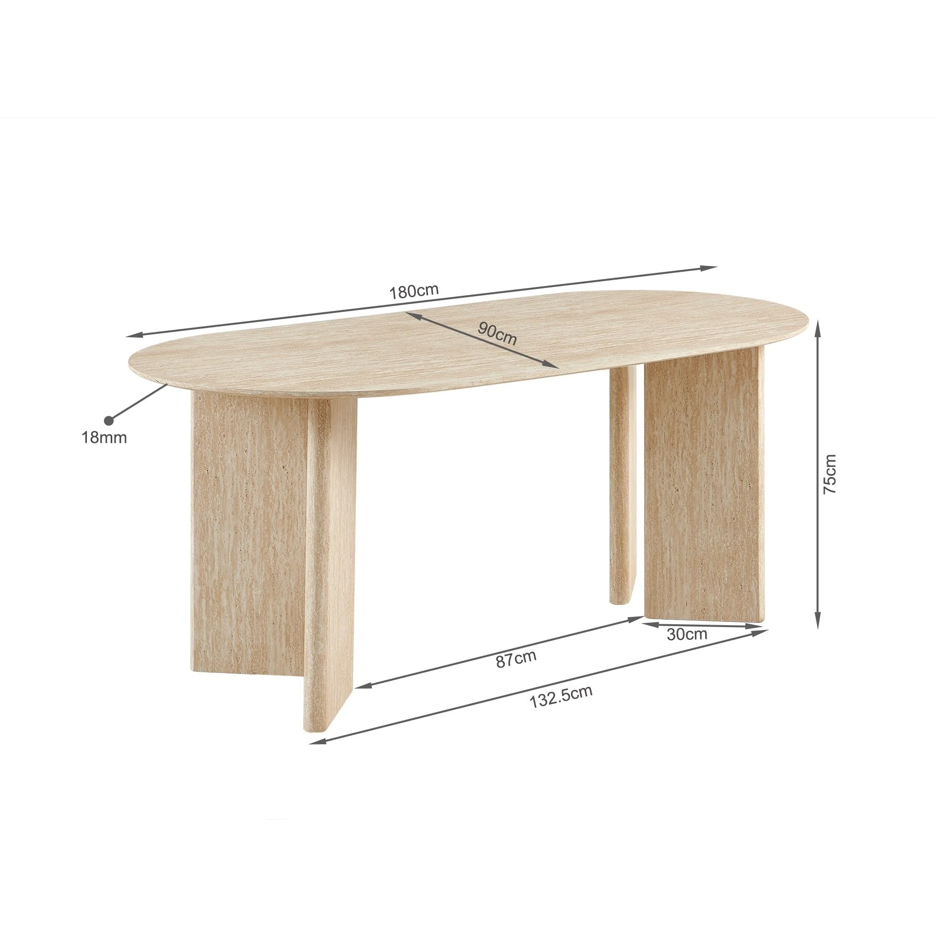 Xanthe Oval Dining Table 180 x 90cm - Travertine - Image 10