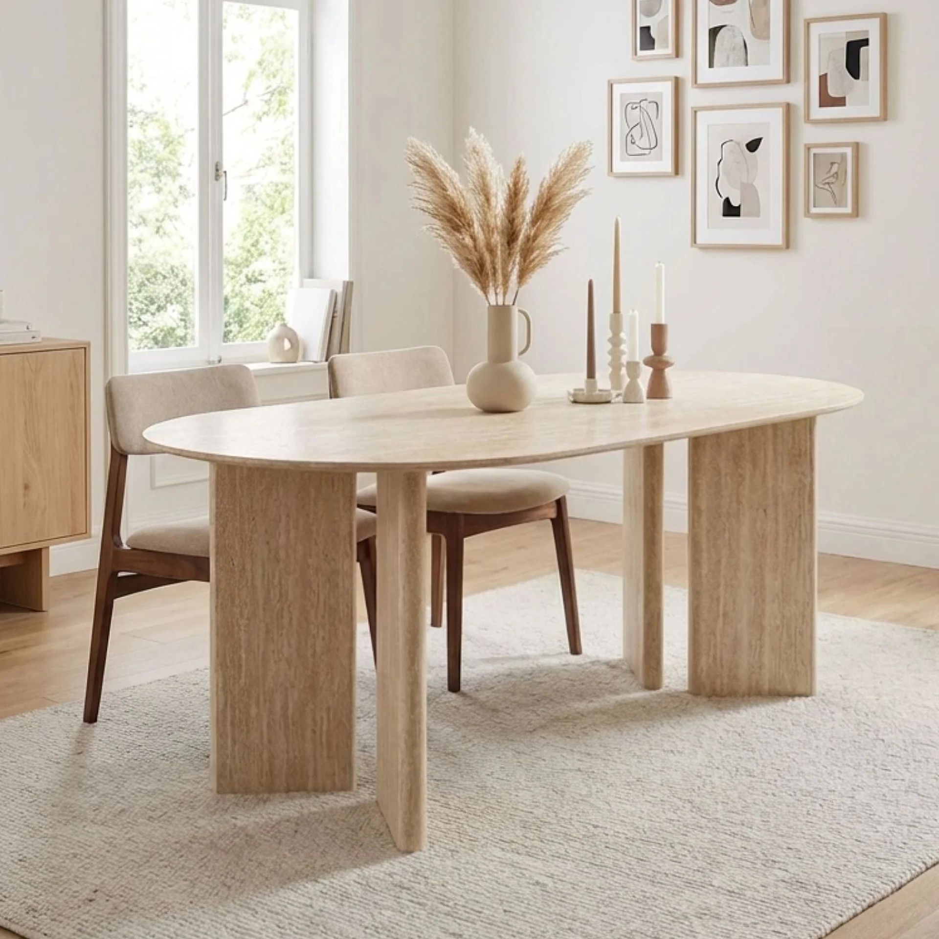 Xanthe Oval Dining Table 180 x 90cm - Travertine - Image 3