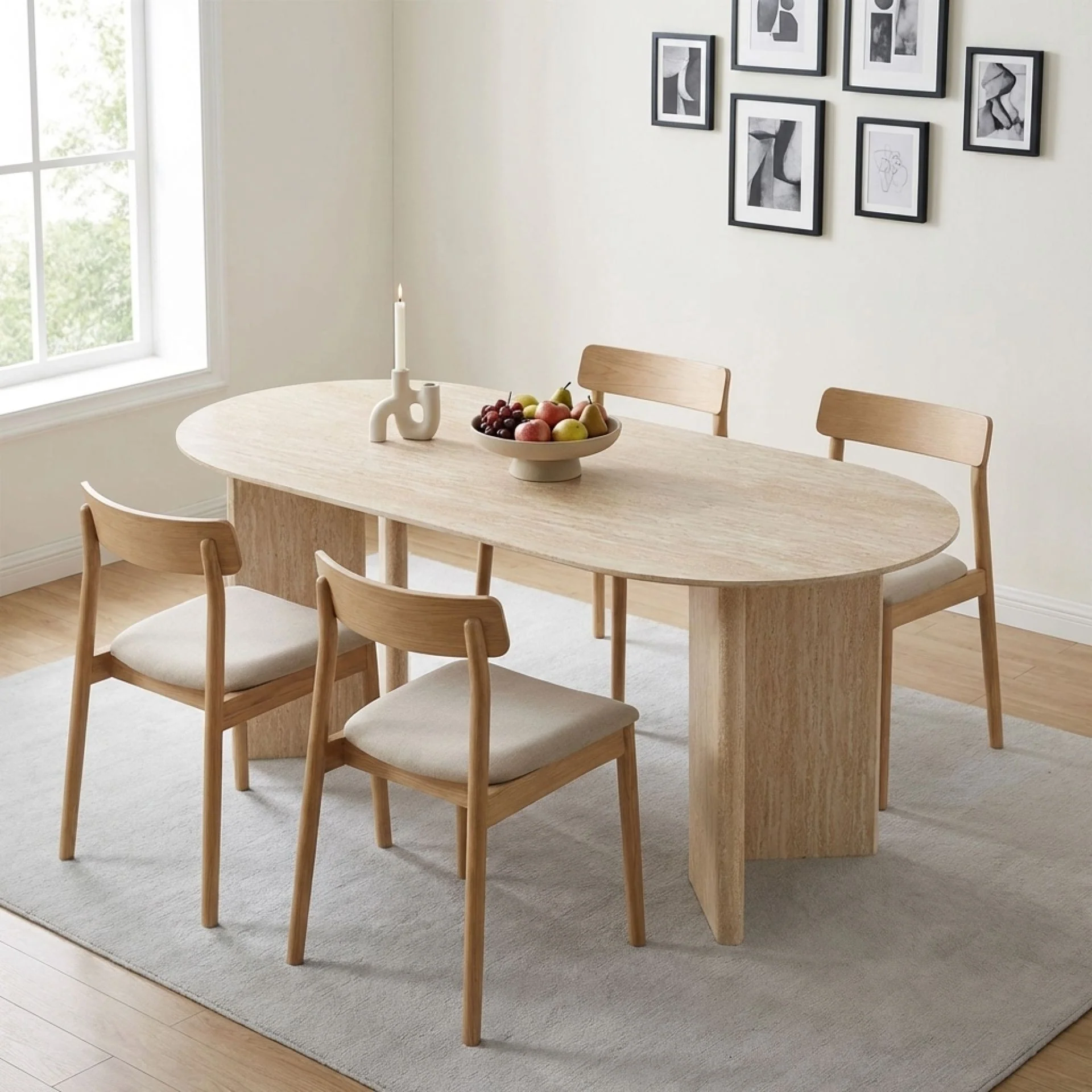 Xanthe Oval Dining Table 180 x 90cm - Travertine - Image 5