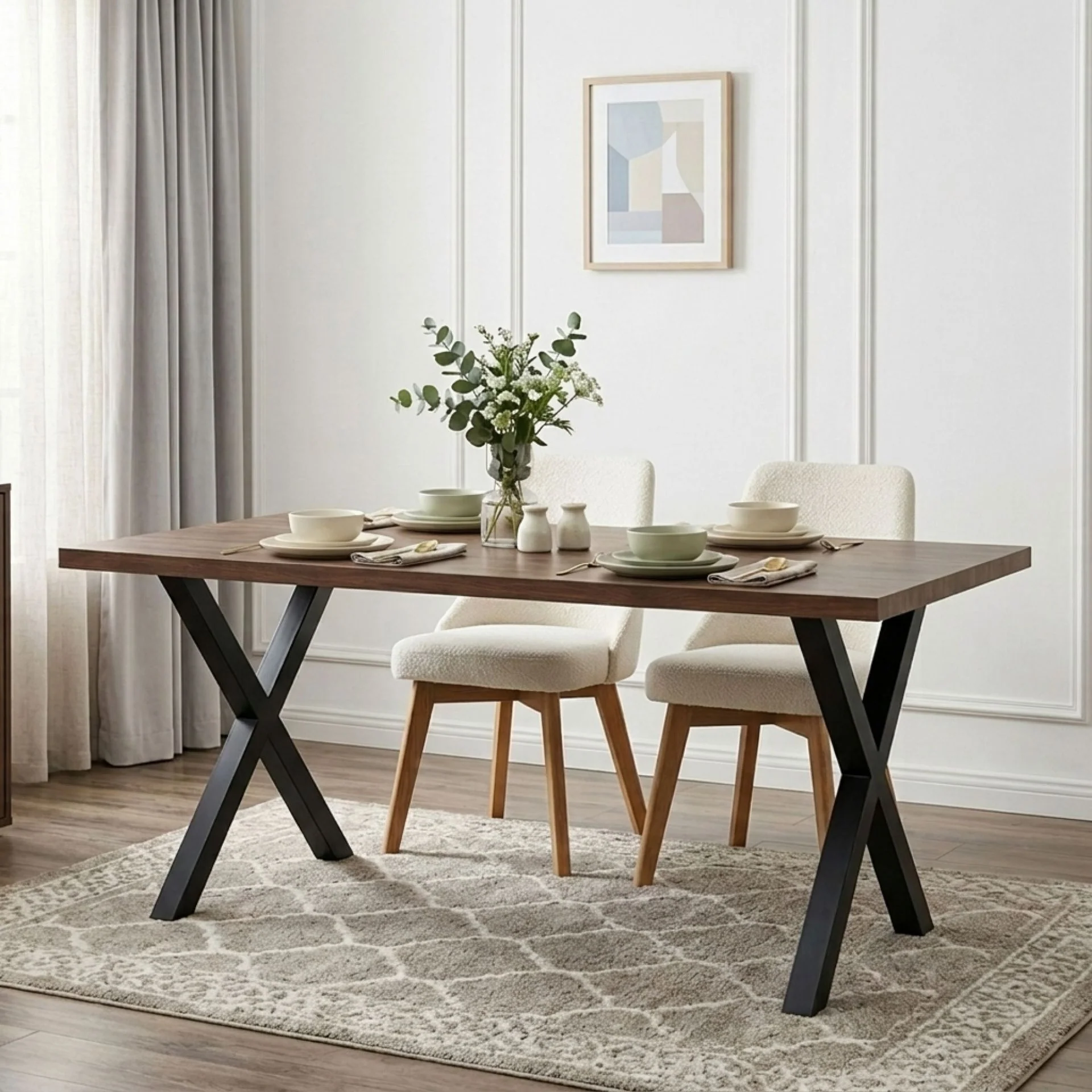 Xavron Rectangle Dining Table 180x90cm - Walnut