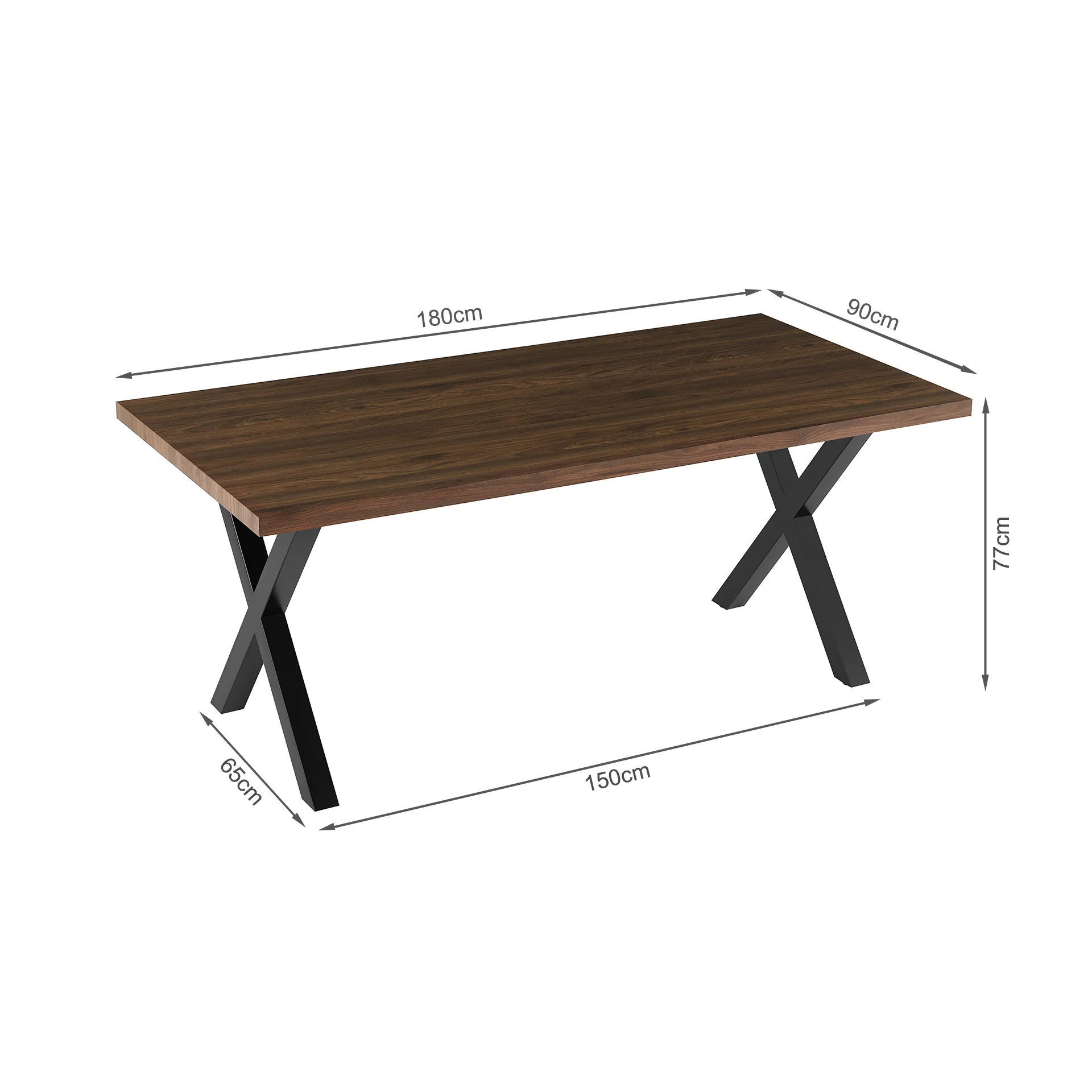 Xavron Rectangle Dining Table 180x90cm - Walnut - Image 11