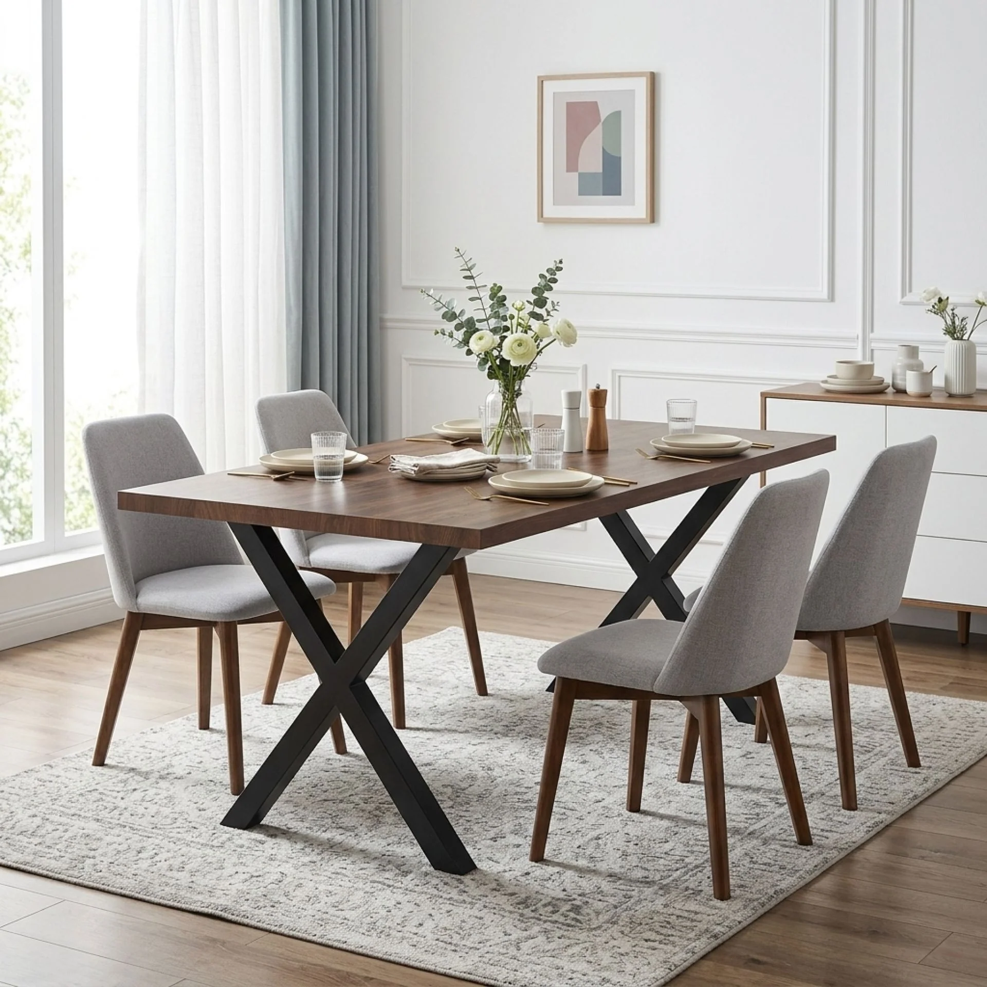 Xavron Rectangle Dining Table 180x90cm - Walnut - Image 2