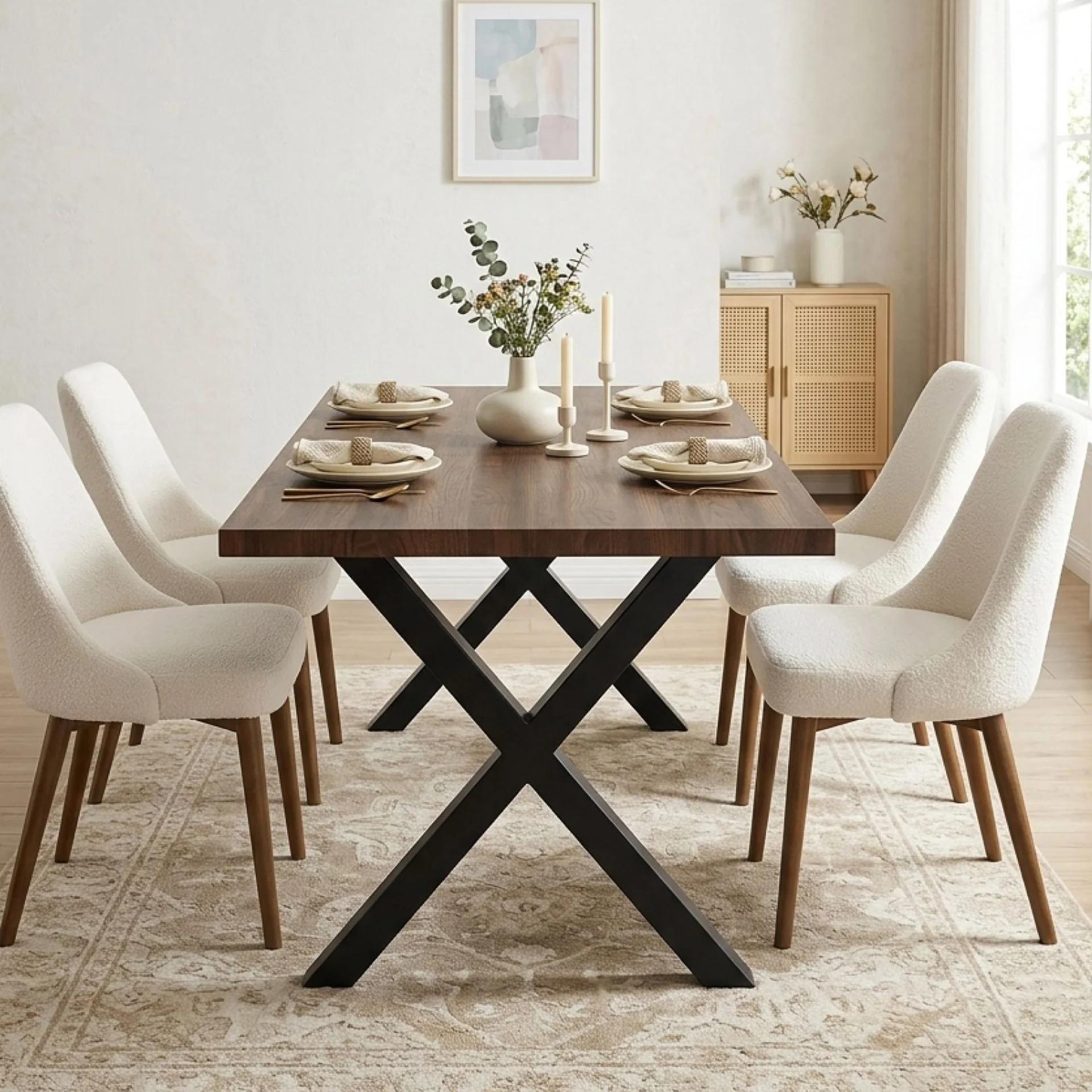 Xavron Rectangle Dining Table 180x90cm - Walnut - Image 3