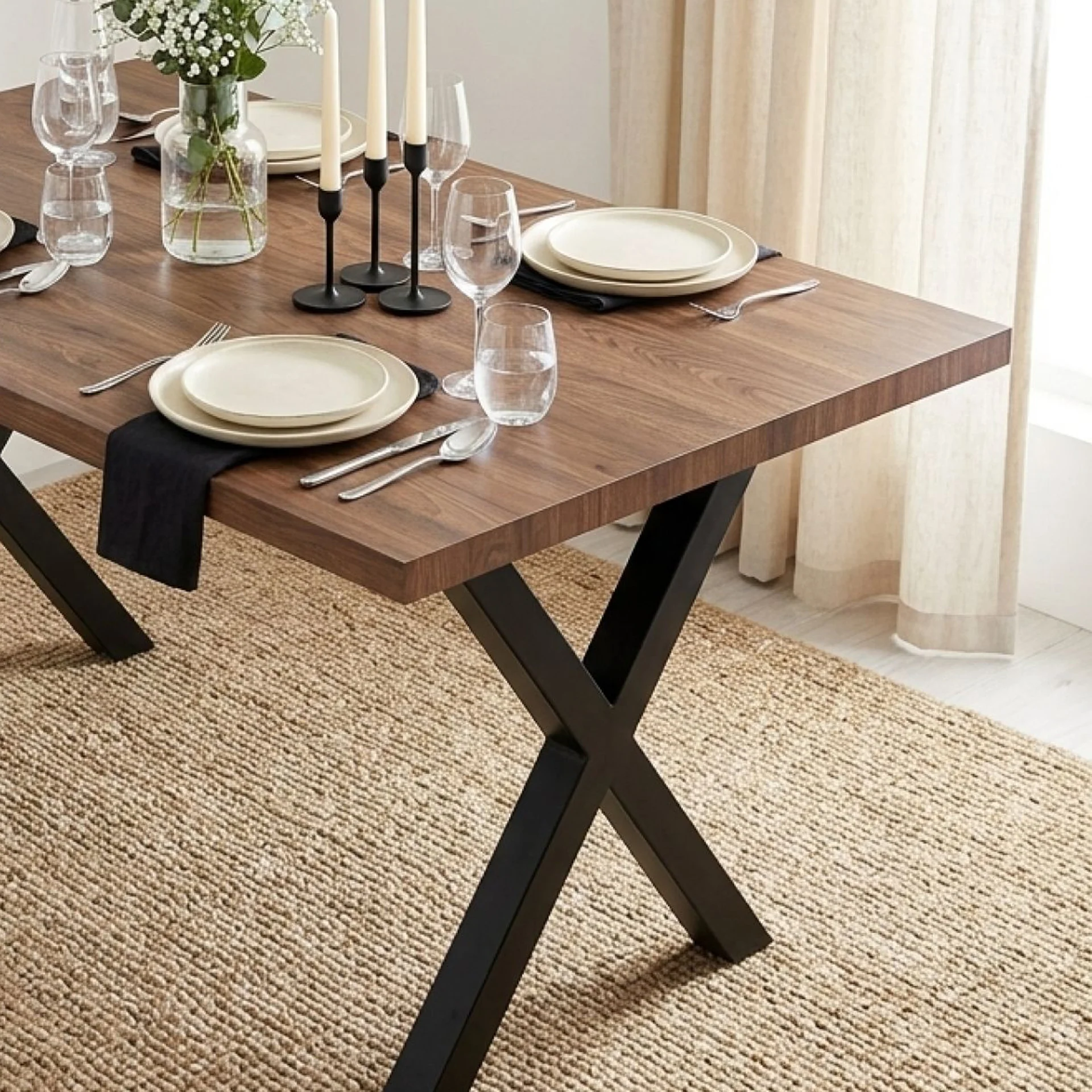 Xavron Rectangle Dining Table 180x90cm - Walnut - Image 5