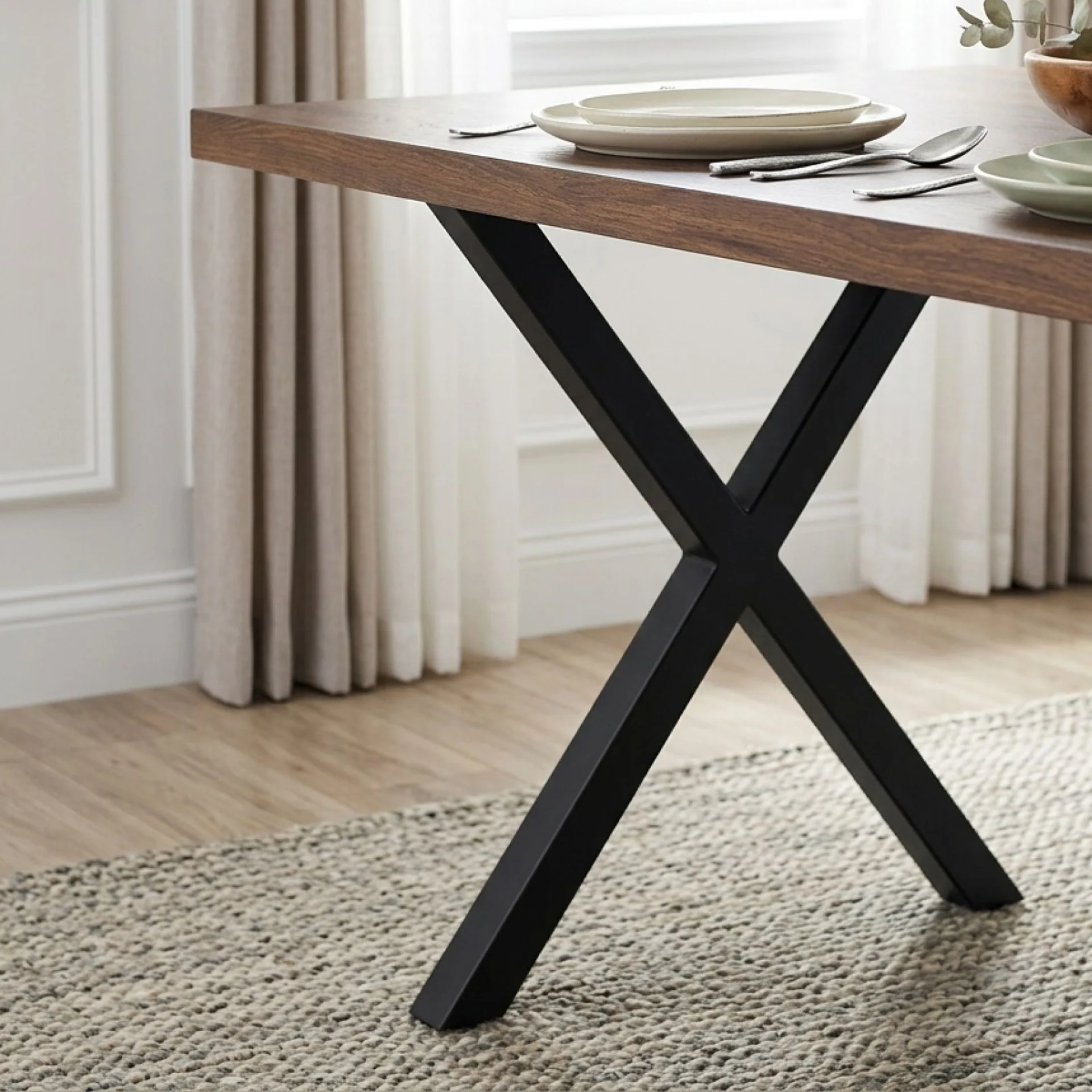 Xavron Rectangle Dining Table 180x90cm - Walnut - Image 6
