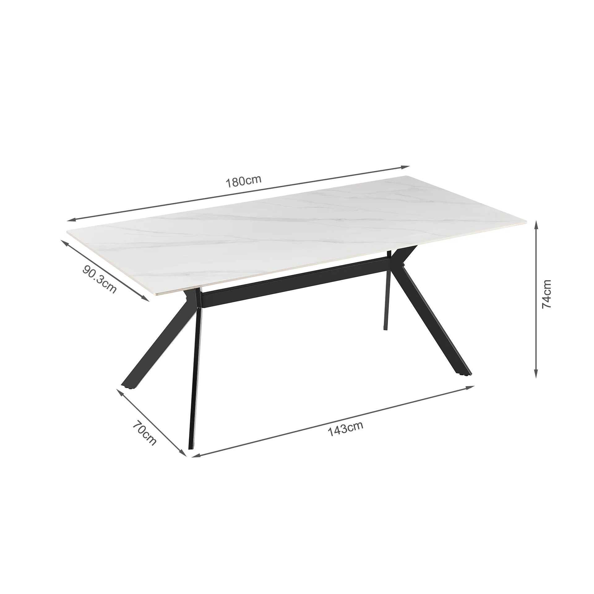 Xenova Rectangle Dining Table 180x90cm - Snow White - Image 12