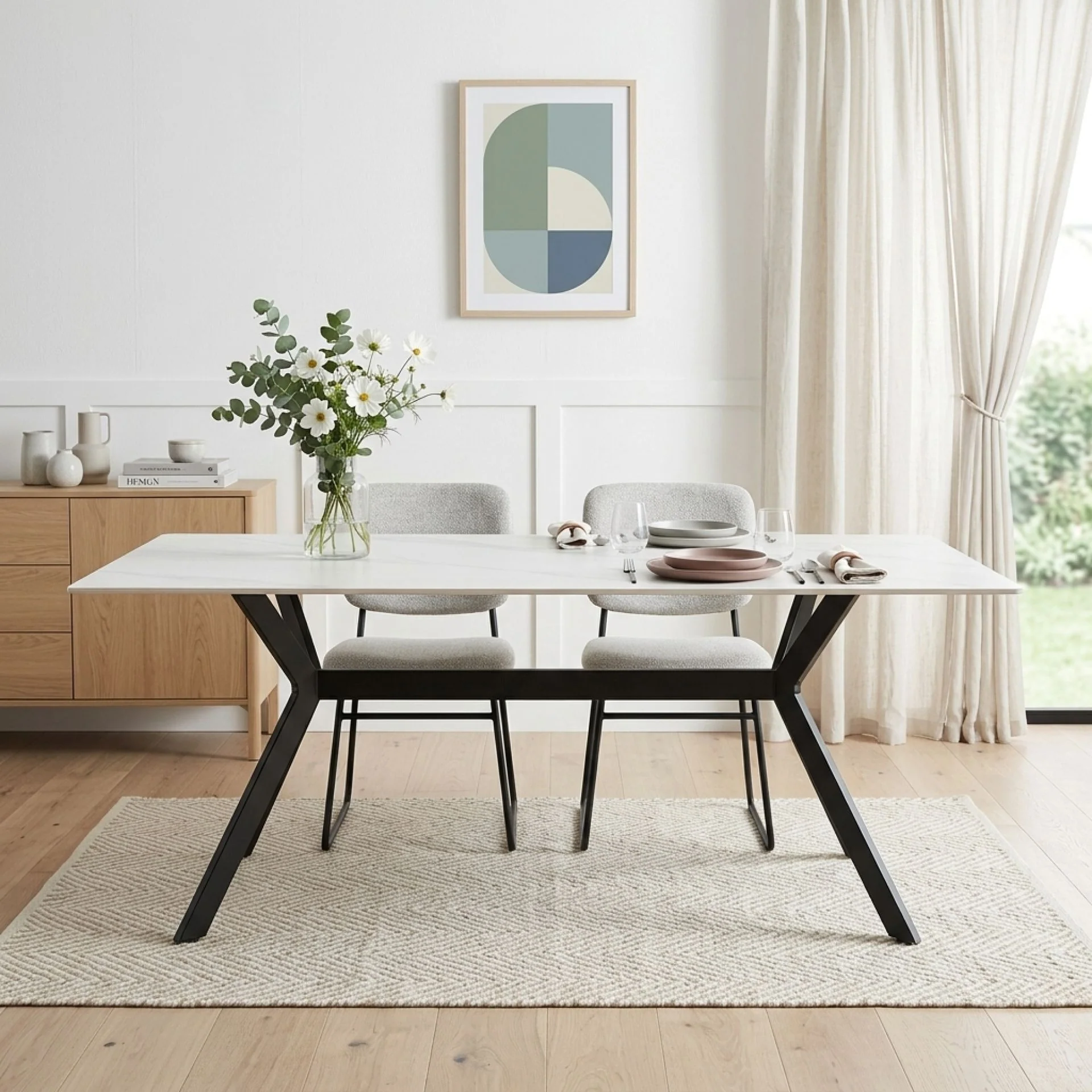 Xenova Rectangle Dining Table 180x90cm - Snow White - Image 3