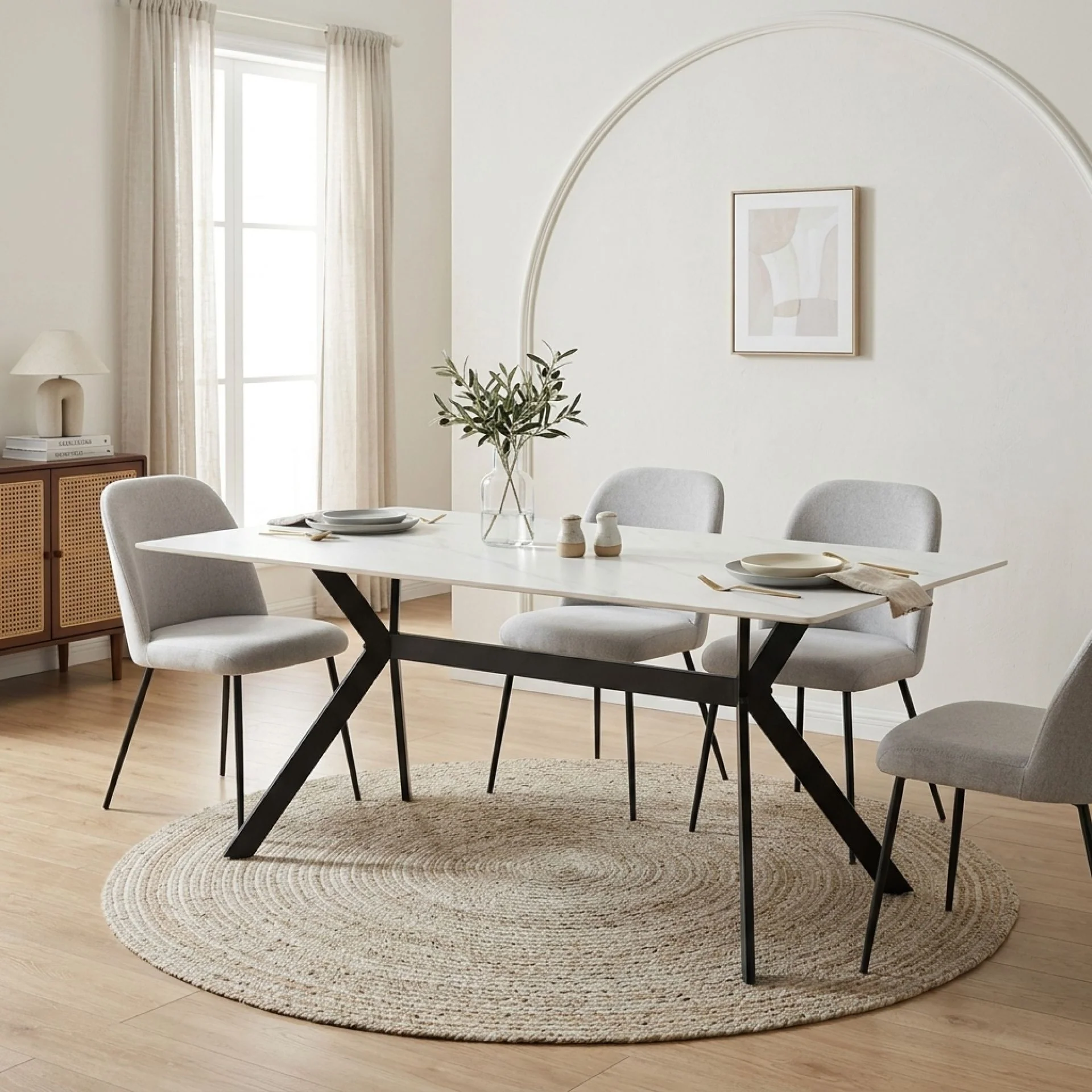 Xenova Rectangle Dining Table 180x90cm - Snow White - Image 5