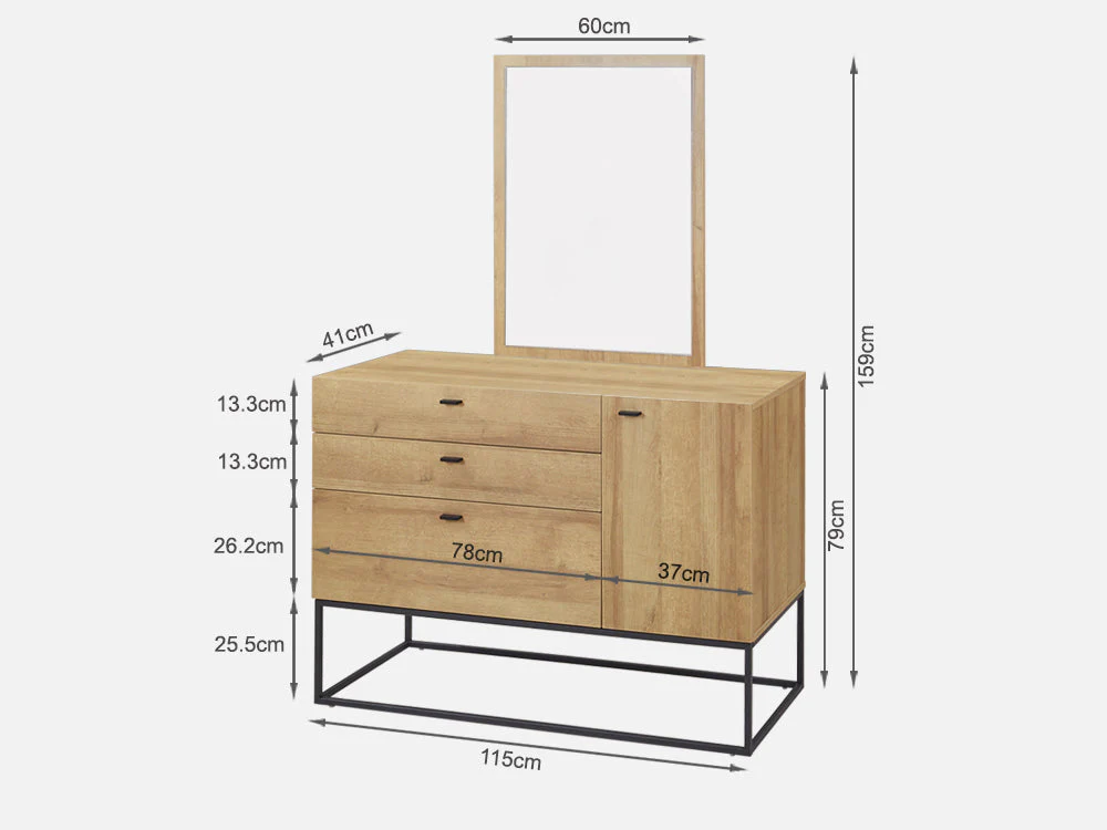 XOAN 4 Drawers Chest Dresser with Mirror - Oak - Image 13