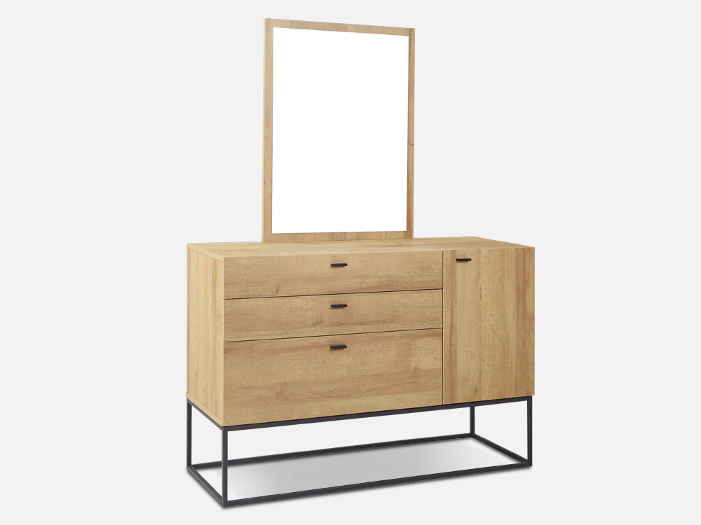XOAN 4 Drawers Chest Dresser with Mirror - Oak - Image 2
