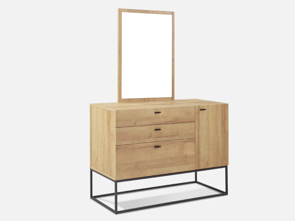 XOAN 4 Drawers Chest Dresser with Mirror - Oak - Image 3
