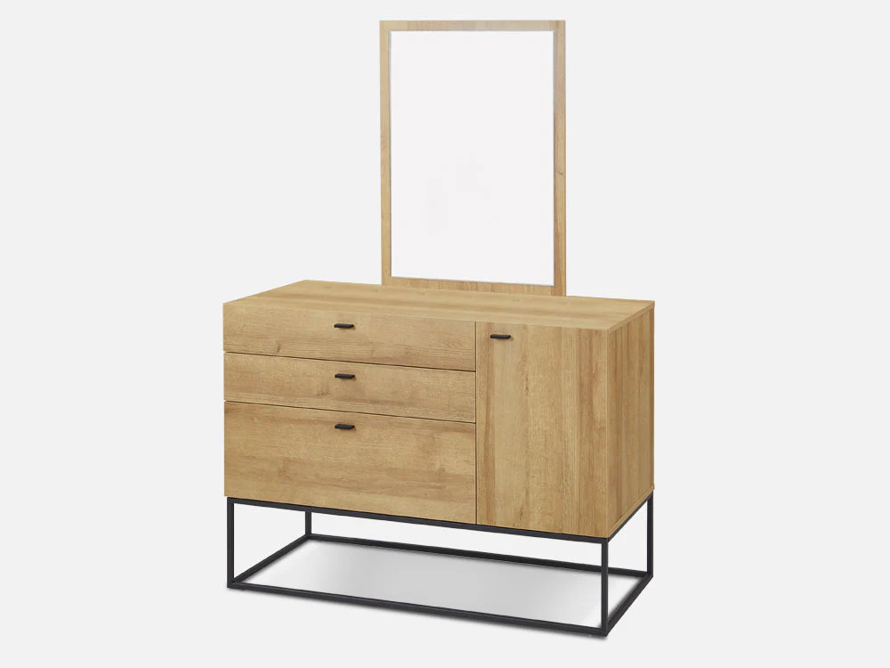 XOAN 4 Drawers Chest Dresser with Mirror - Oak - Image 4