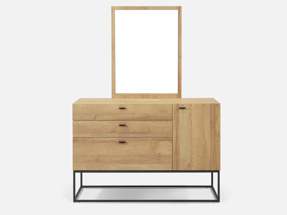 XOAN 4 Drawers Chest Dresser with Mirror - Oak - Image 5