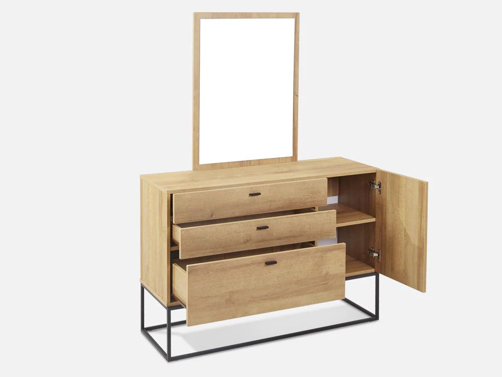 XOAN 4 Drawers Chest Dresser with Mirror - Oak - Image 6