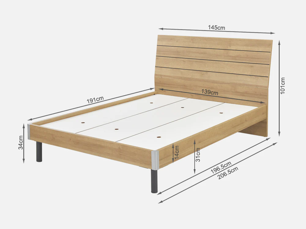 XOAN Double Wooden Bed Frame - Oak - Image 10