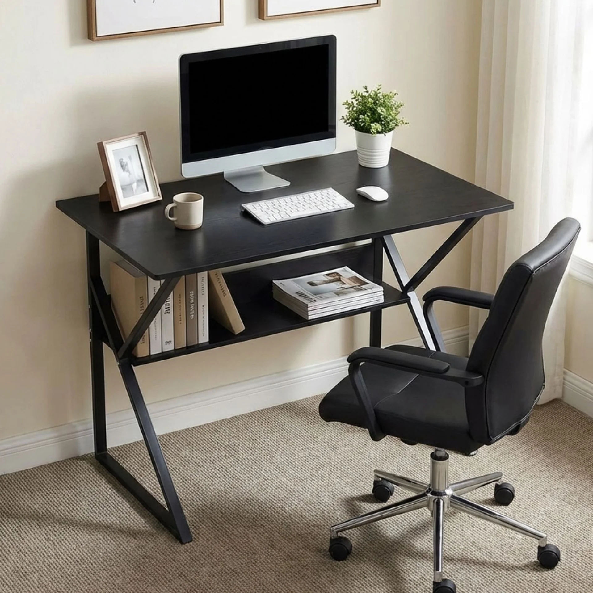 Yael 100cm Computer Desk - Black Walnut - Image 4