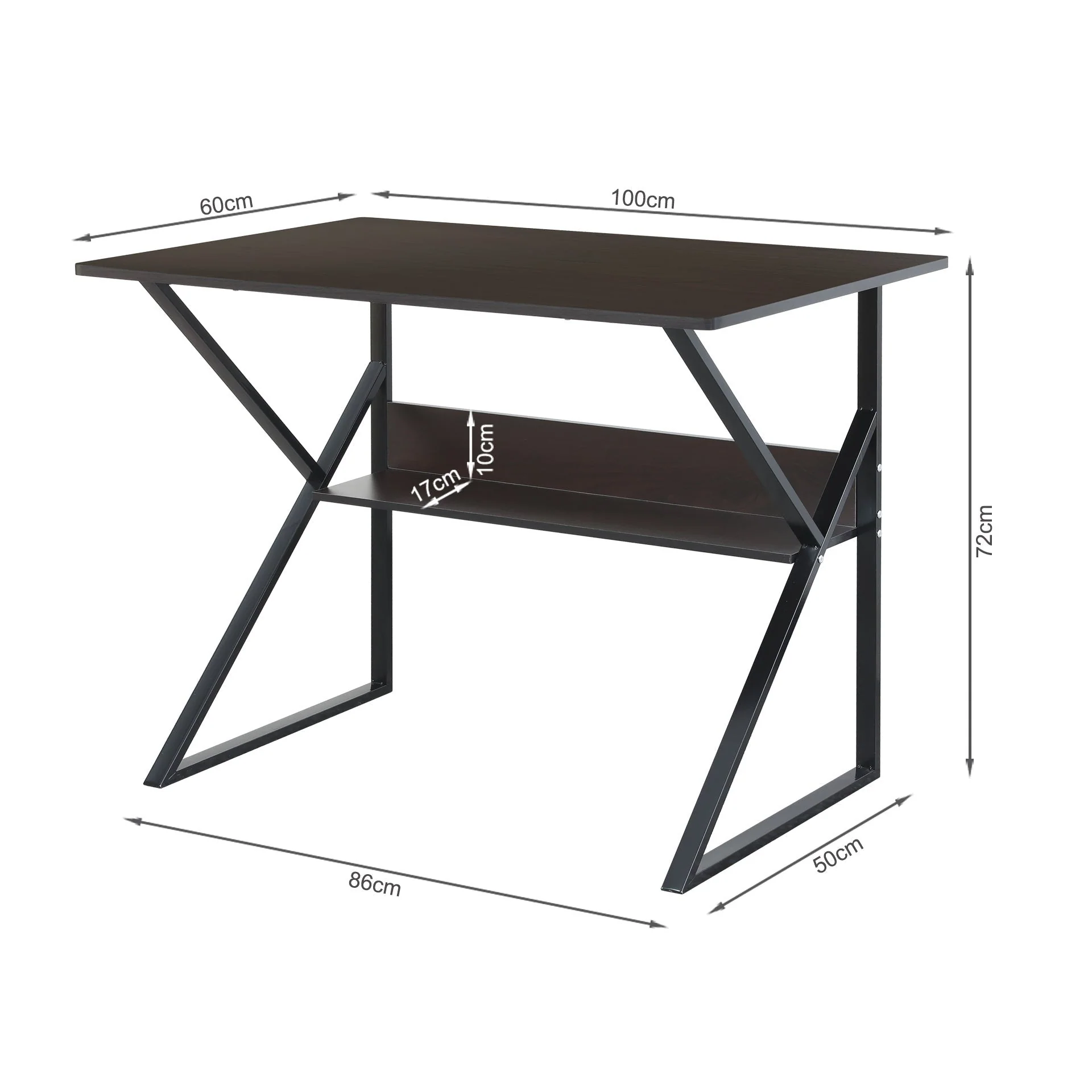 Yael 100cm Computer Desk - Black Walnut - Image 9