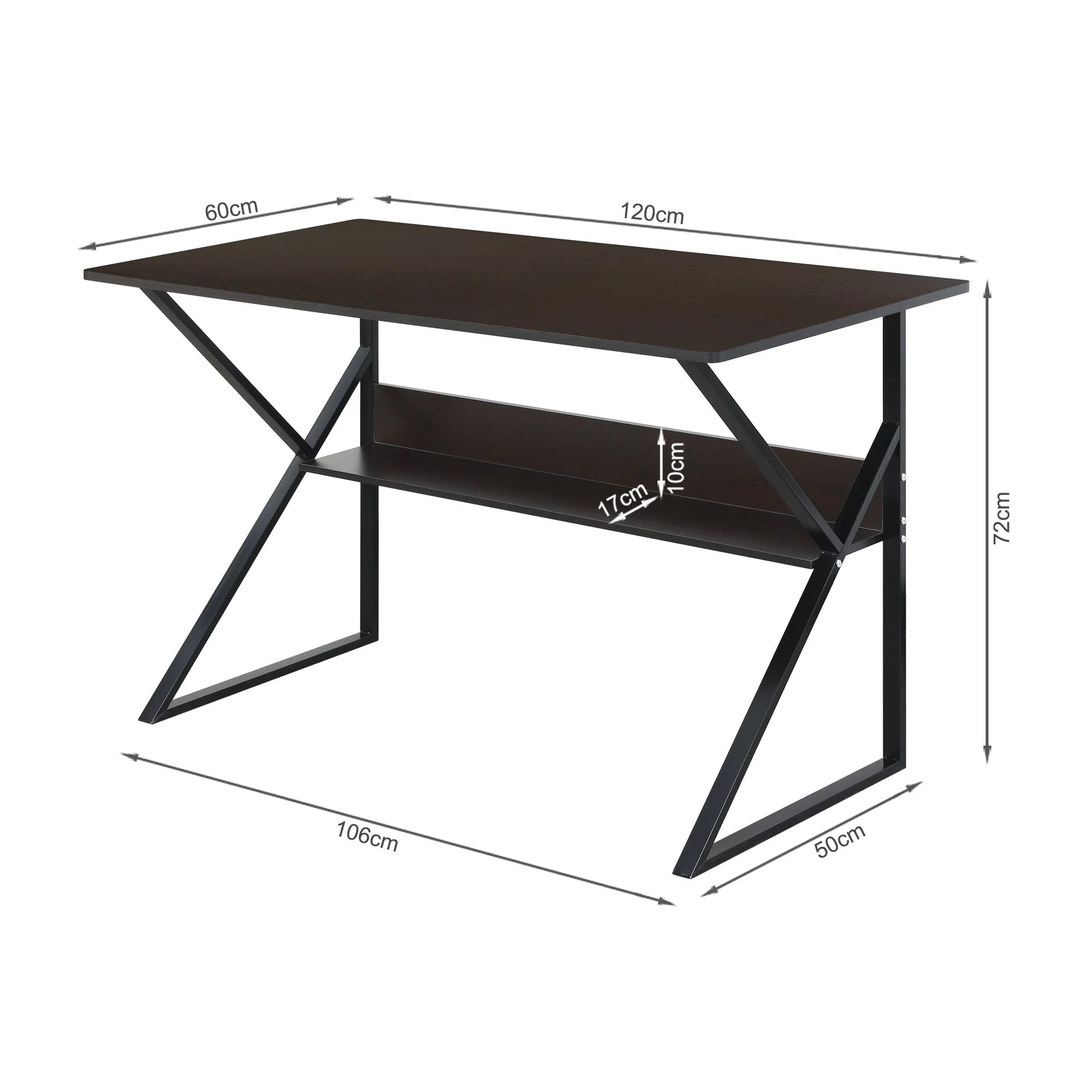 Yael 120cm Computer Desk - Black Walnut - Image 10