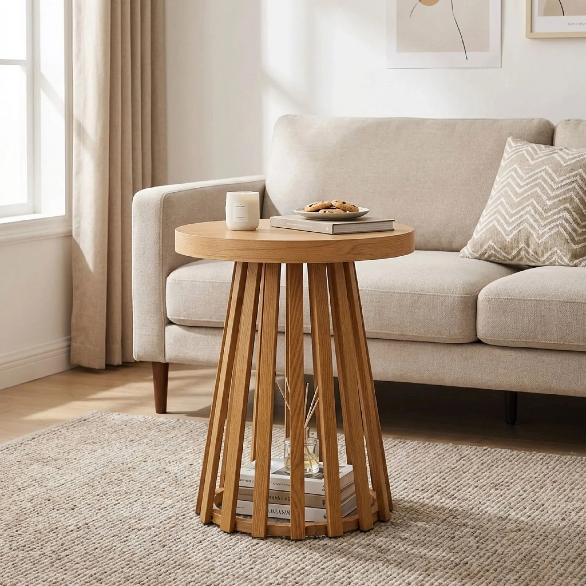 Yardley Round Coffee Table 45cm - Oak - Image 2