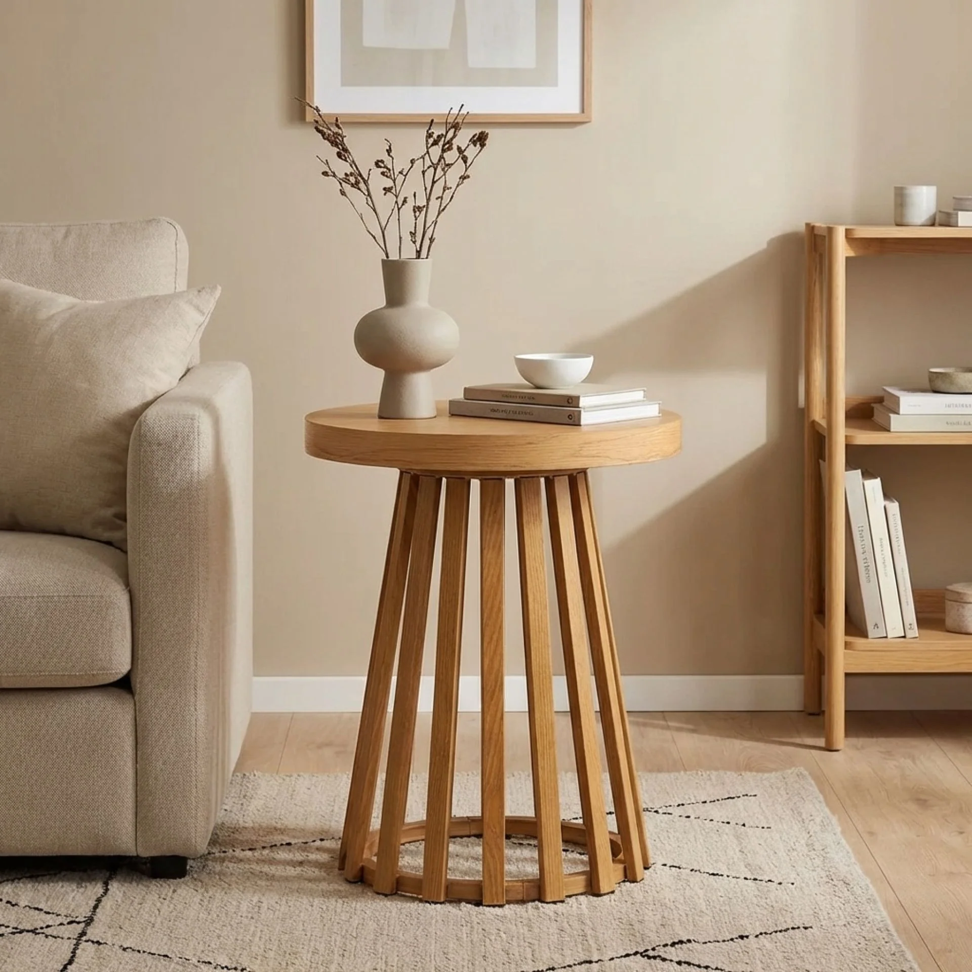 Yardley Round Coffee Table 45cm - Oak - Image 4