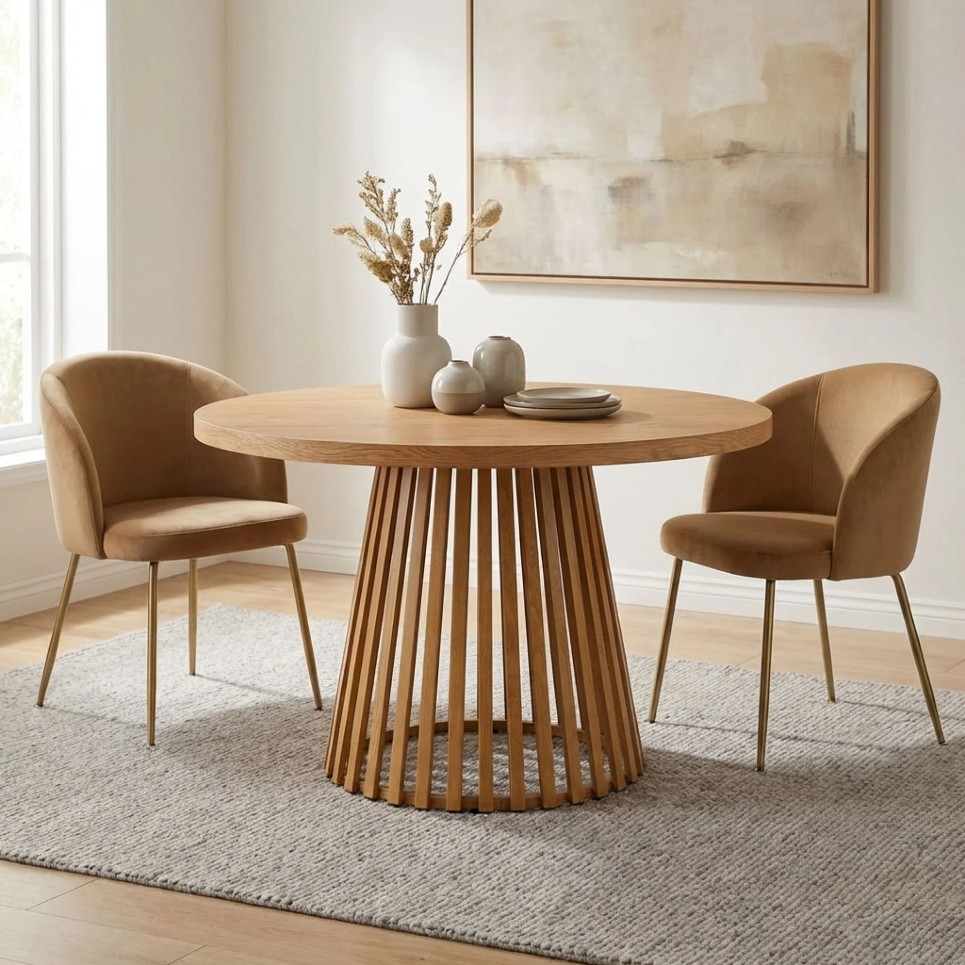 Yardley Round Dining Table 110 x 75cm - Oak - Image 4