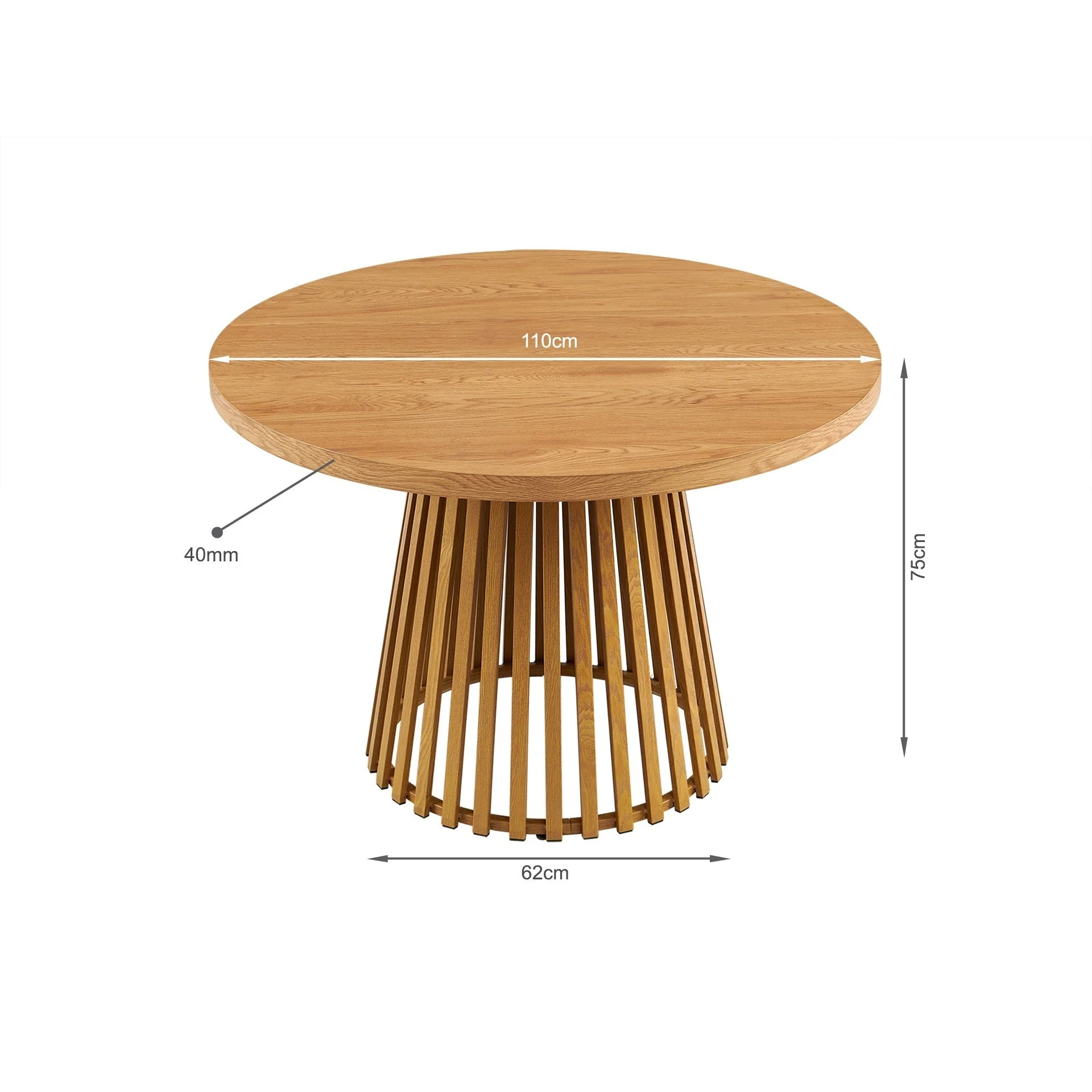 Yardley Round Dining Table 110 x 75cm - Oak - Image 7